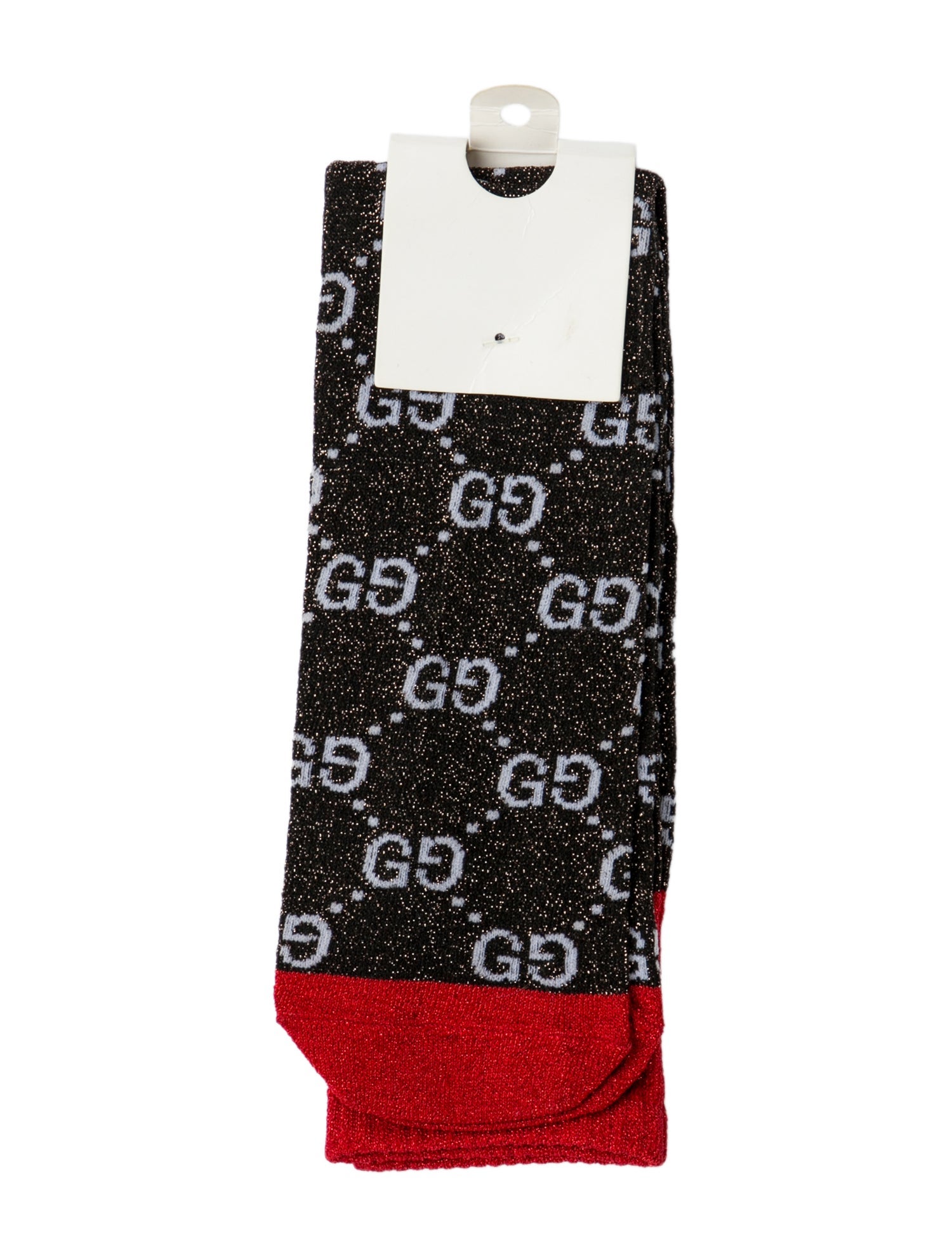 Gucci Brown and red patterned glitter sock