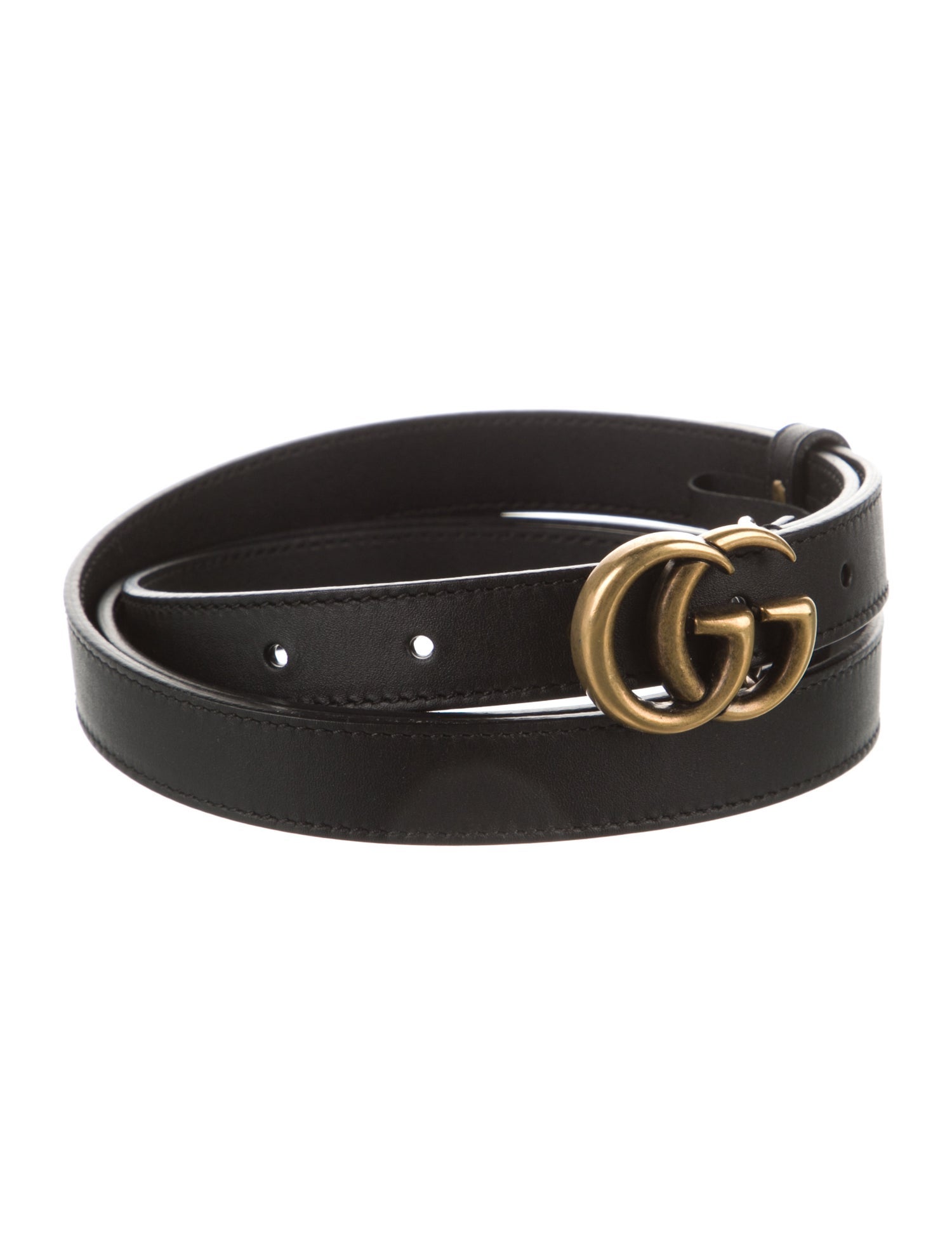 Gucci Double G Logo Skinny Belt