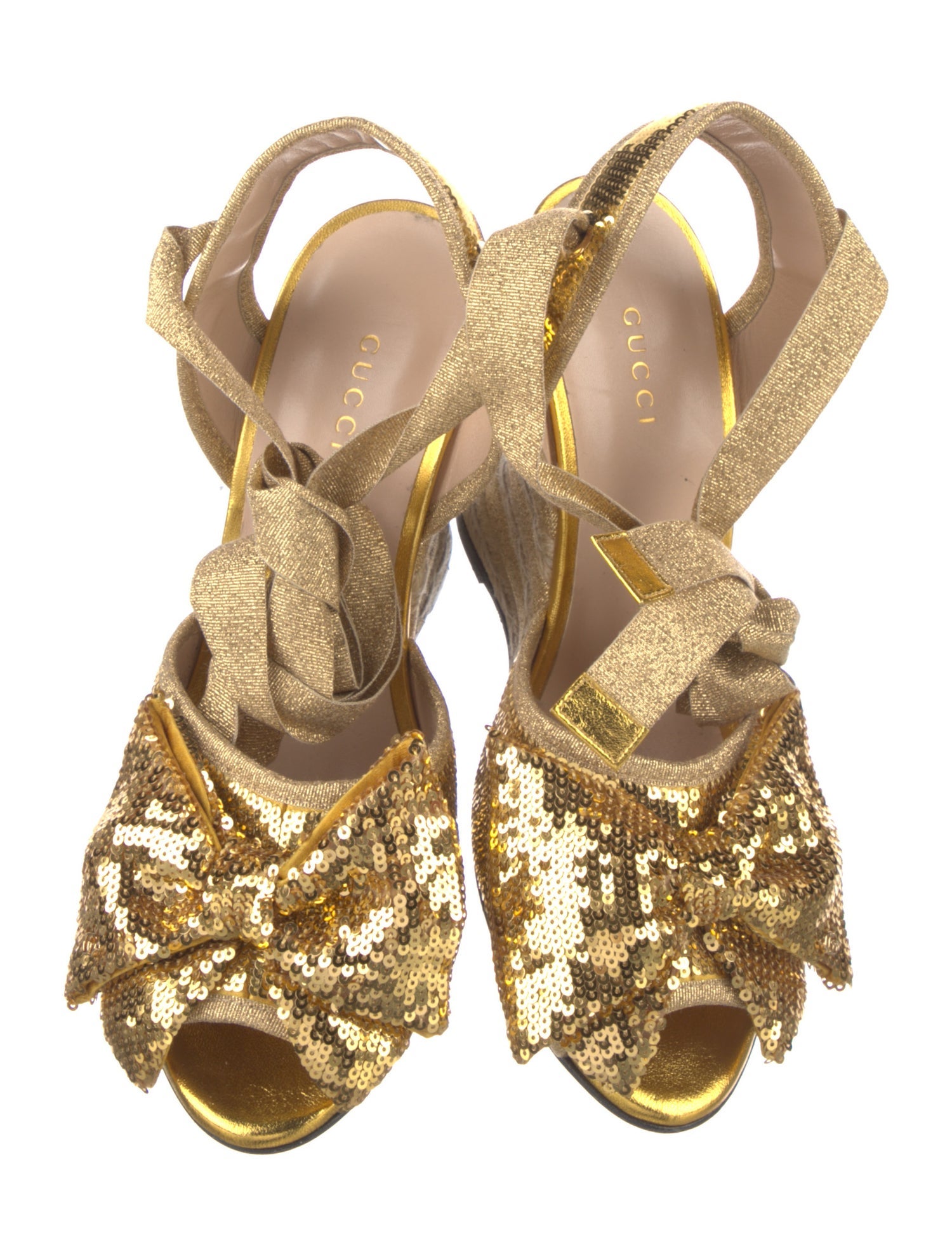 Gucci Sequins Bow Accents Slingback Pumps