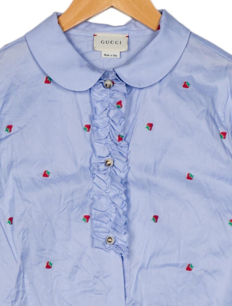 Gucci Girls' Patterned Long Sleeve Button Up Shirt