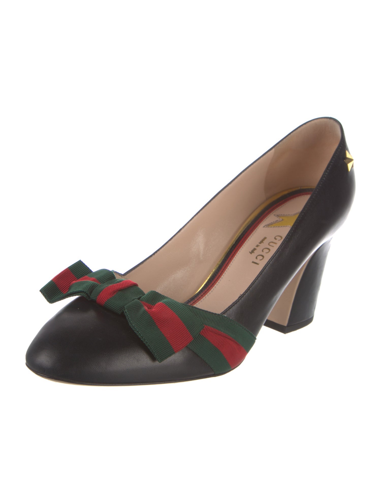 Gucci Web Accent Leather Pumps