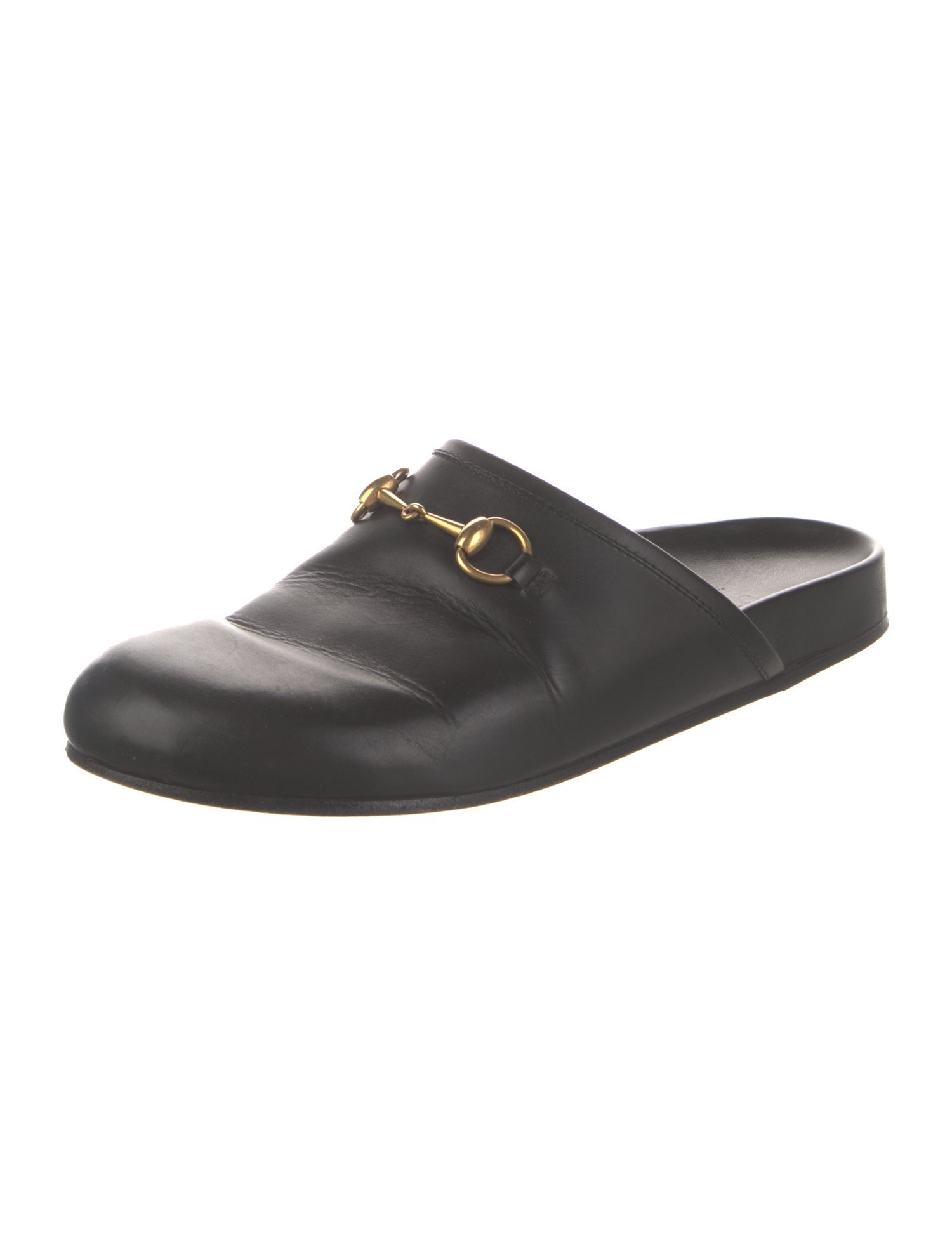 Gucci Horsebit Accent Leather Slippers