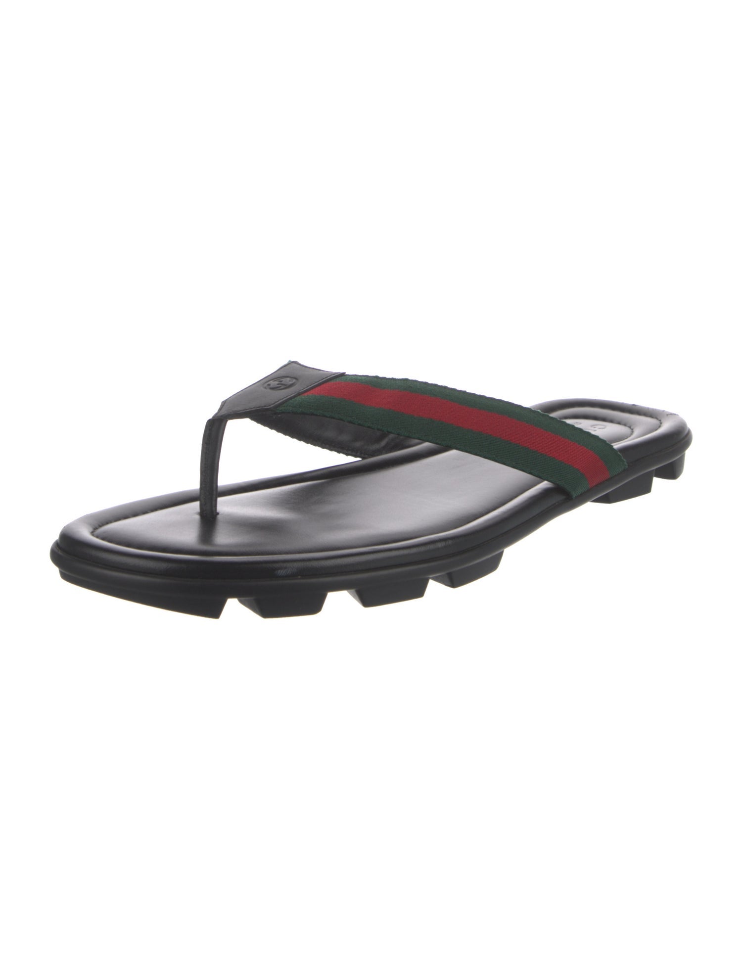 Gucci Gucci Men's Web and Leather Thong Sandal Web Accent Flip Flops