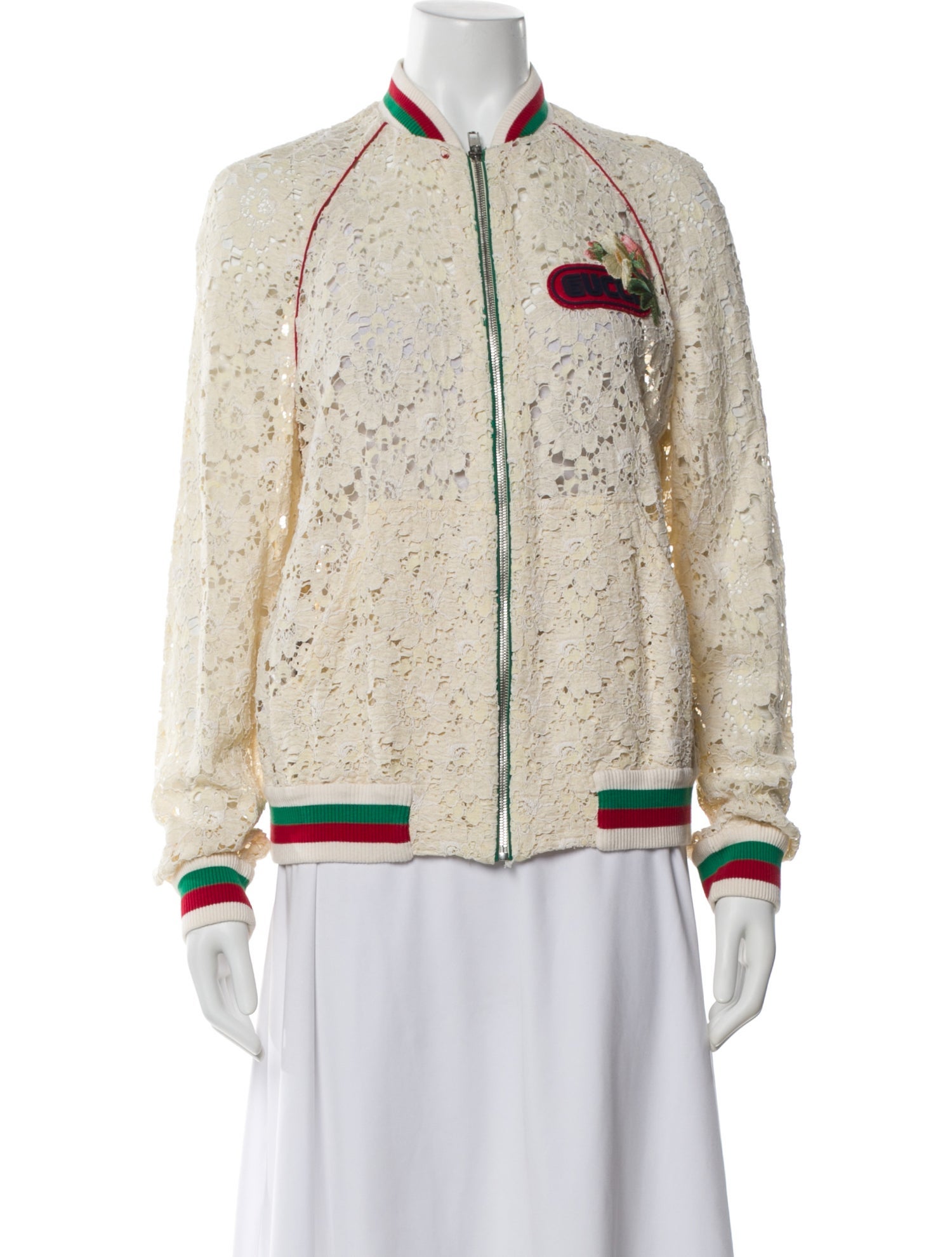 Gucci Lace Floral Print Bomber Jacket