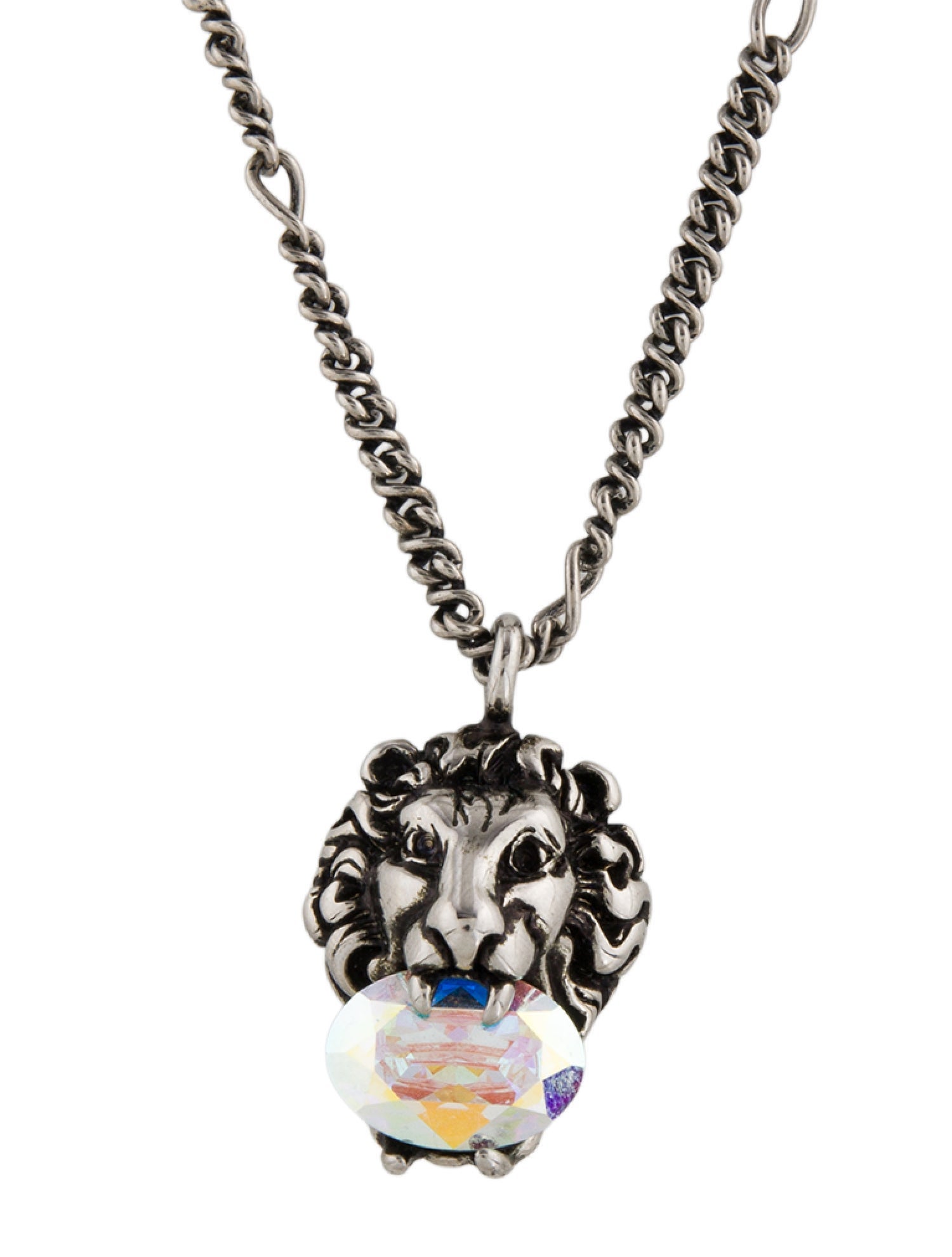 Gucci Crystal Lion Pendant Necklace