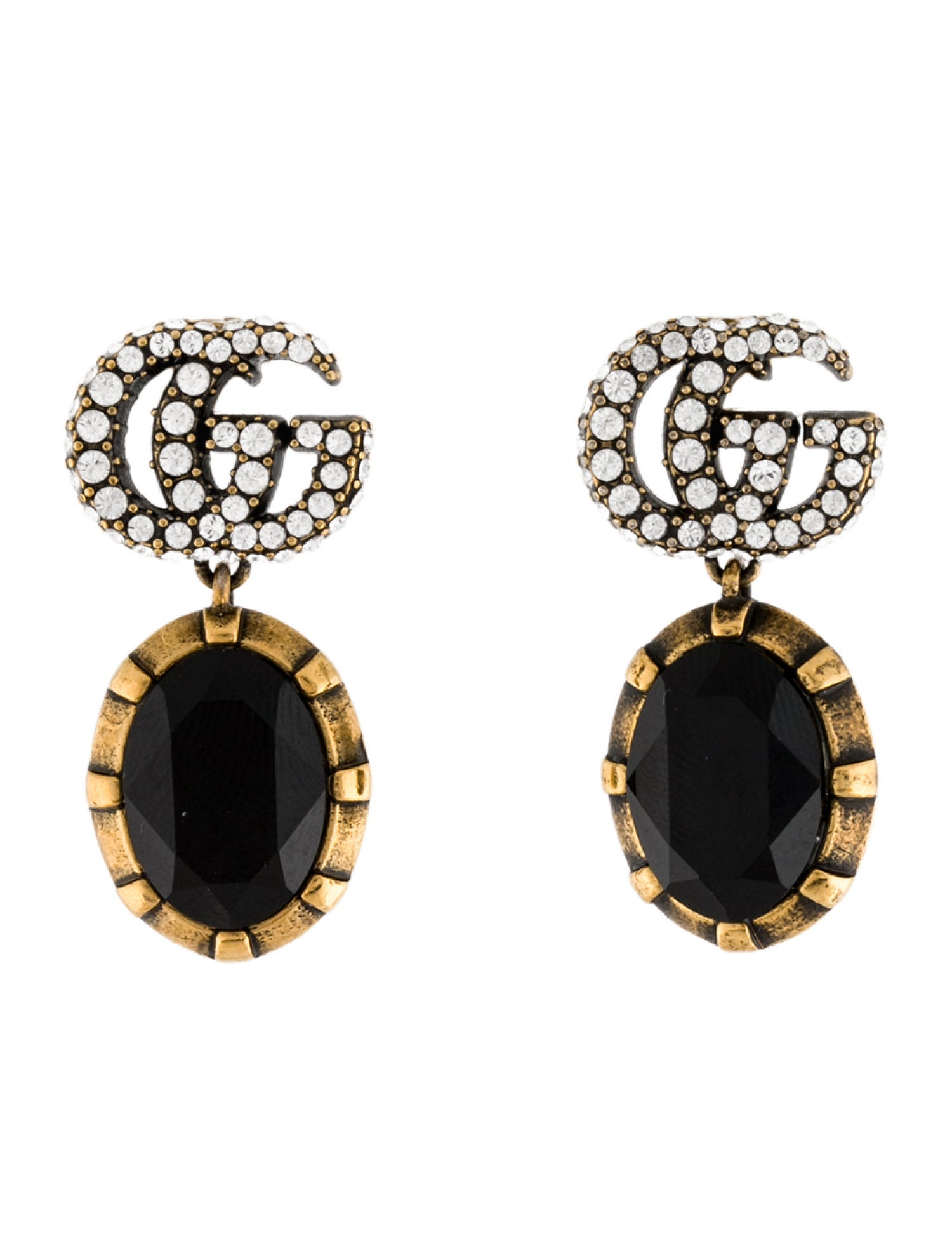 Gucci Crystal GG Marmont Drop Earrings