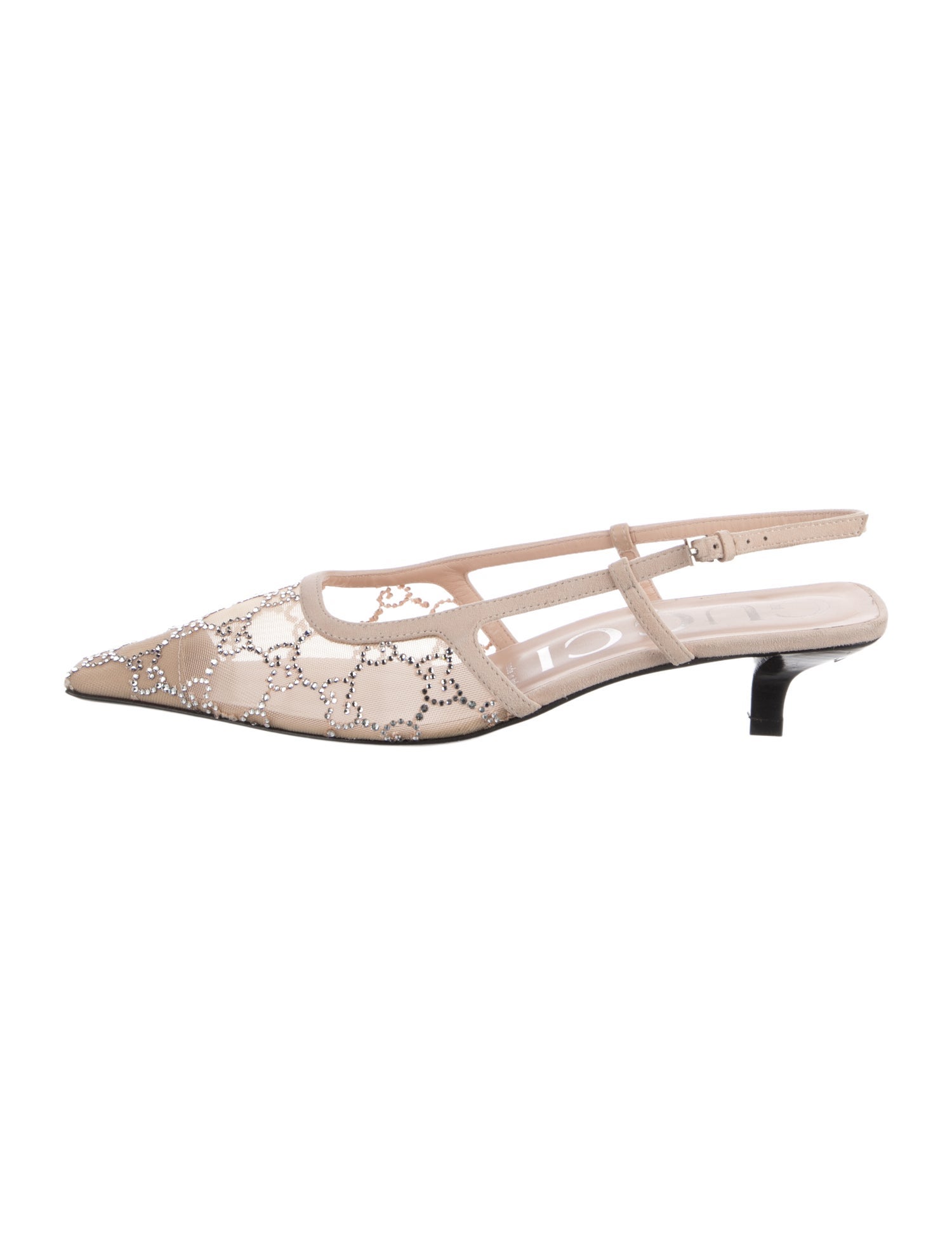 Gucci GG Crystal Mesh Slingback Pumps