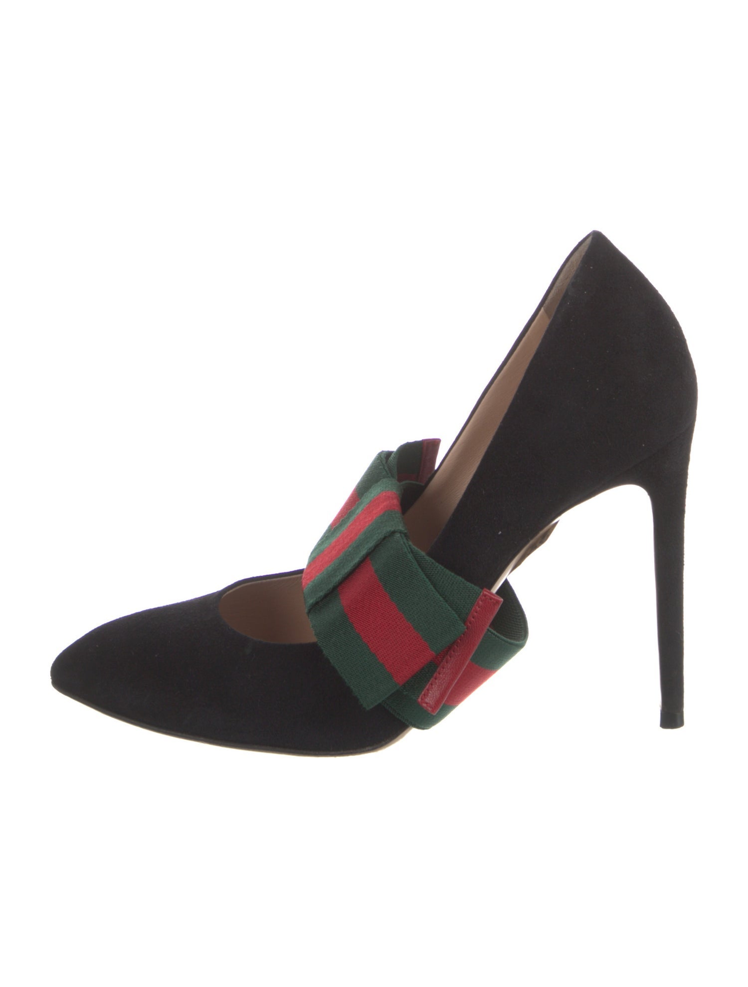 Gucci Web Accent Suede Pumps