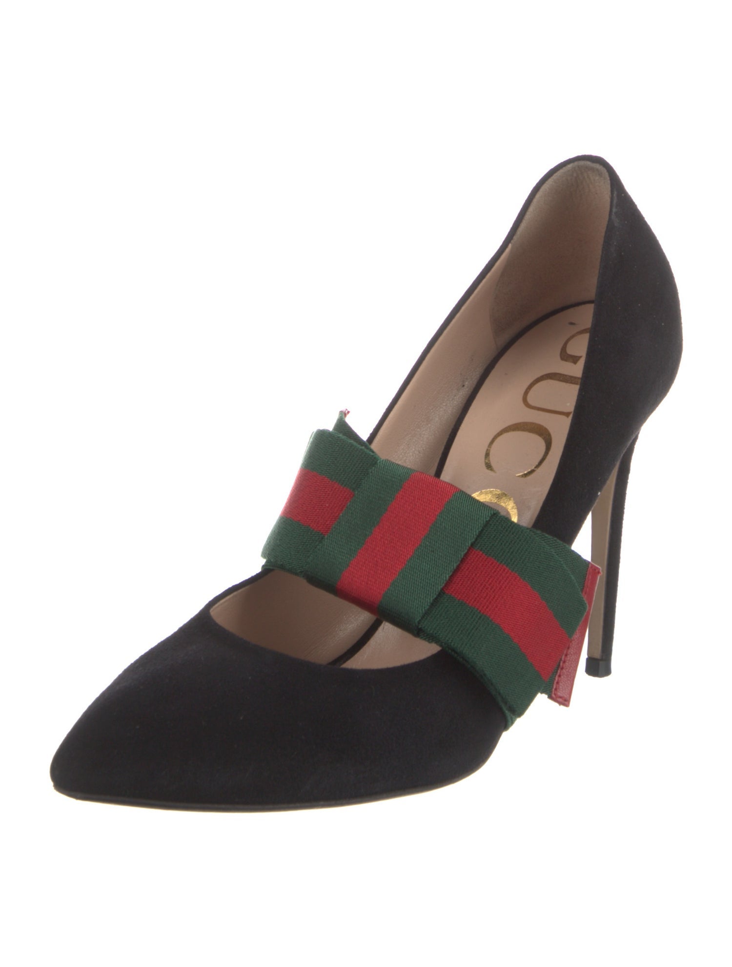 Gucci Web Accent Suede Pumps