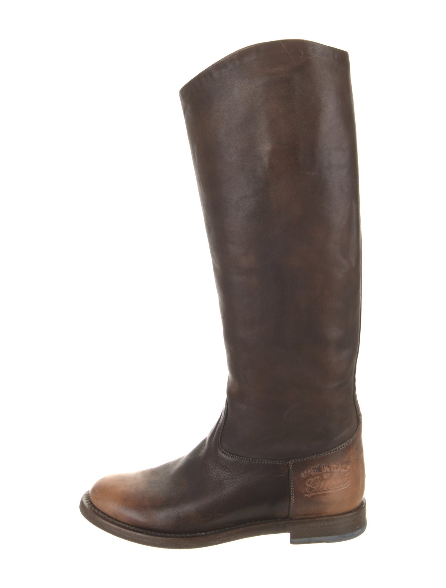 Gucci Leather Distressed Accents Riding Boots