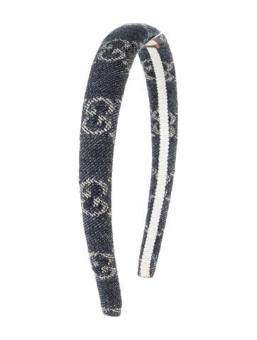 Pre-owned Gucci Denim Headband In Blue