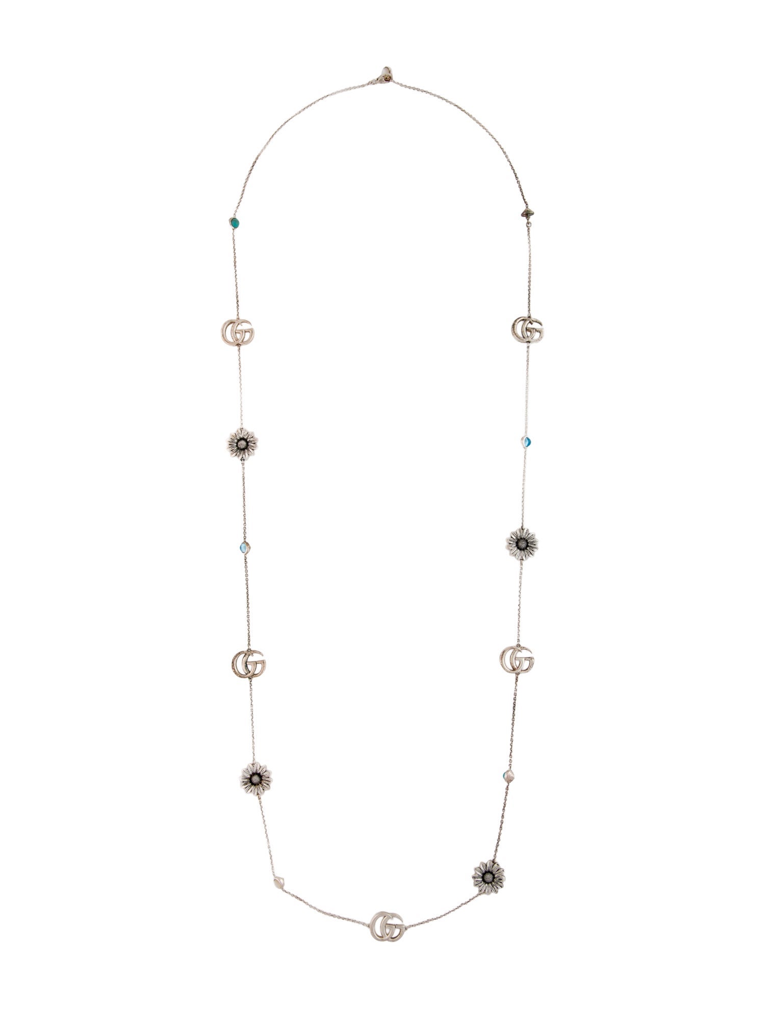 Gucci Mother of Pearl, Topaz & Resin Marmont Daisy Station Necklace
