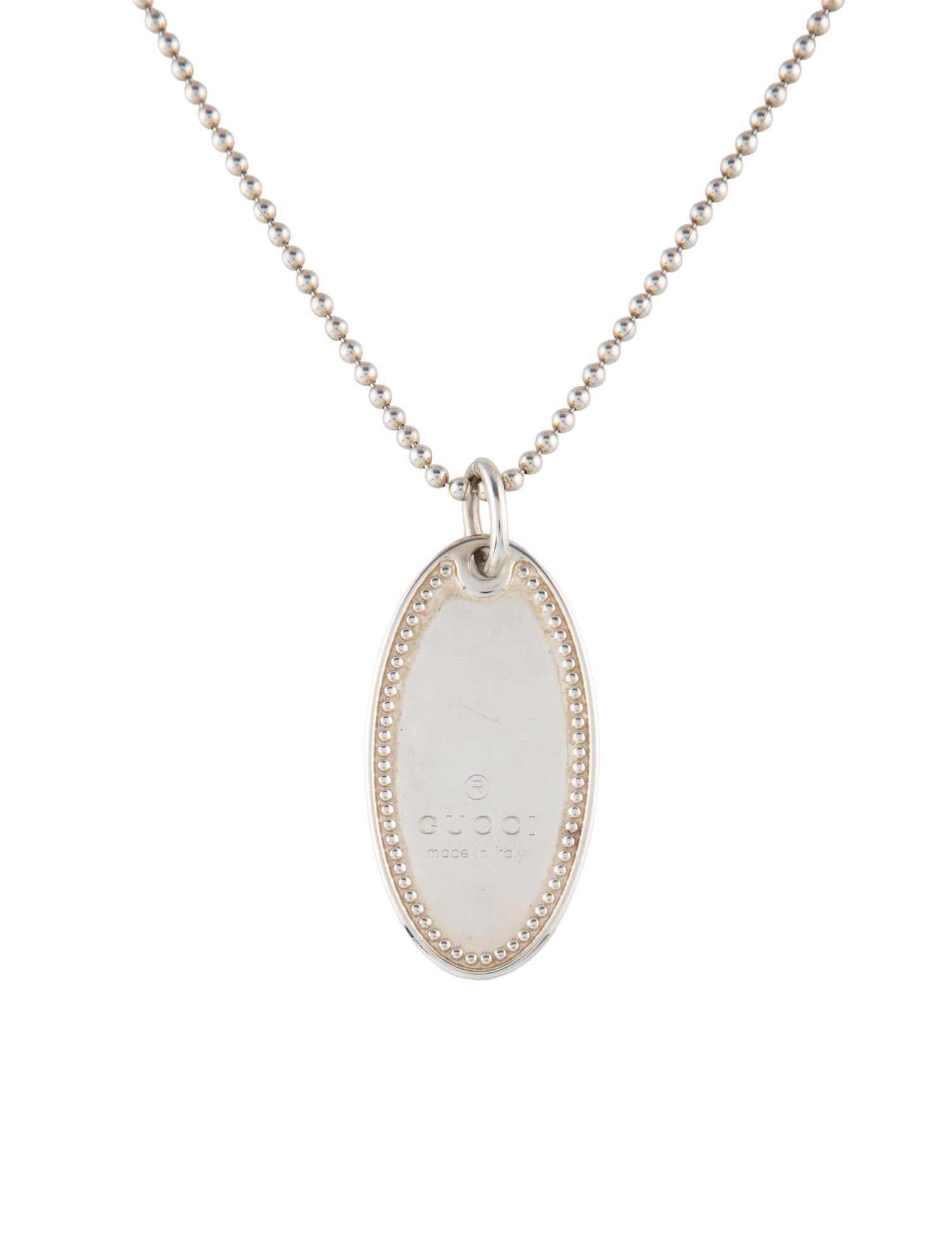 Gucci Oval Dog Tag Pendant Necklace