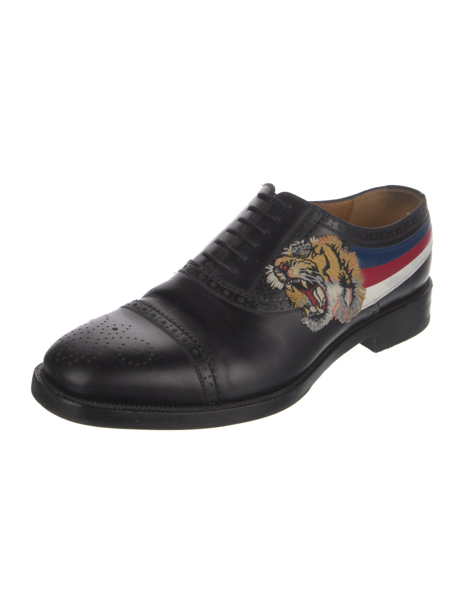 Gucci Sylvie Web Accent Leather Brogues