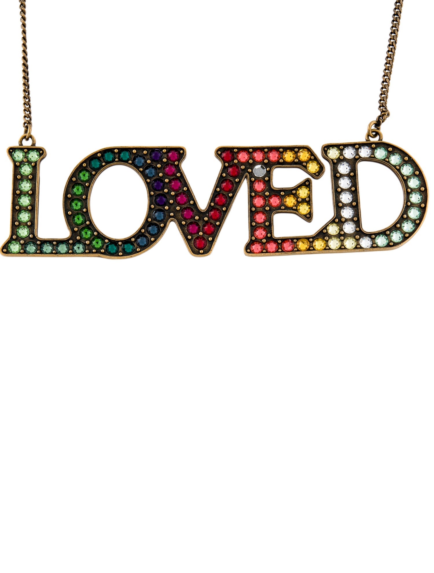 Gucci Crystal "LOVED" Pendant Necklace