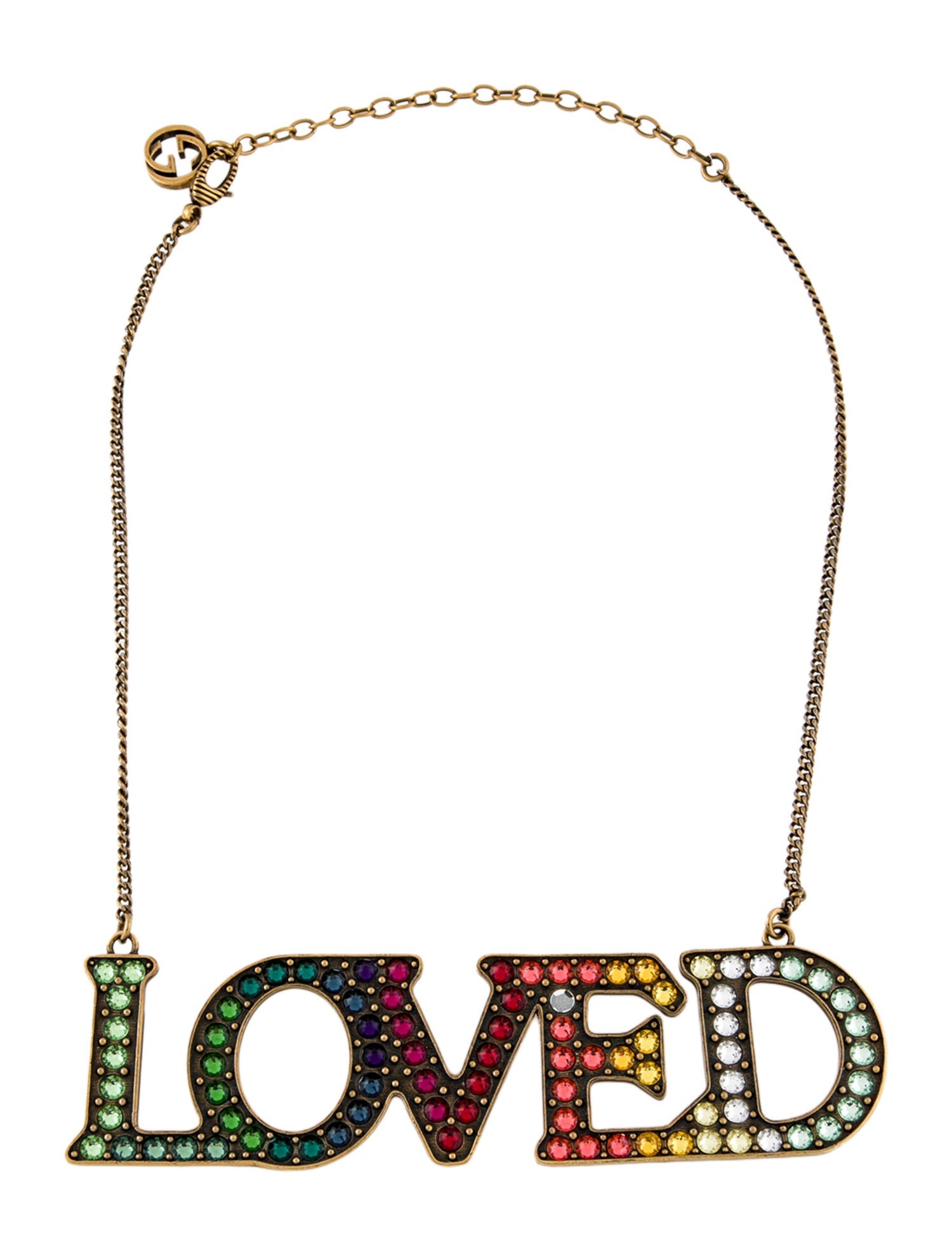 Gucci Crystal "LOVED" Pendant Necklace