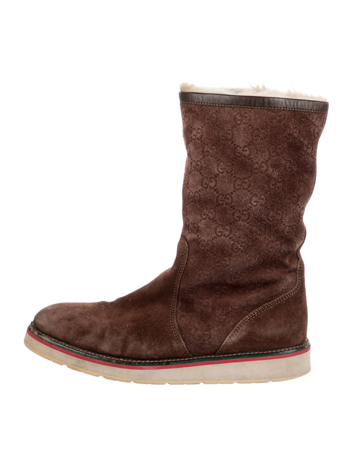 Gucci Web Accent Suede Boots