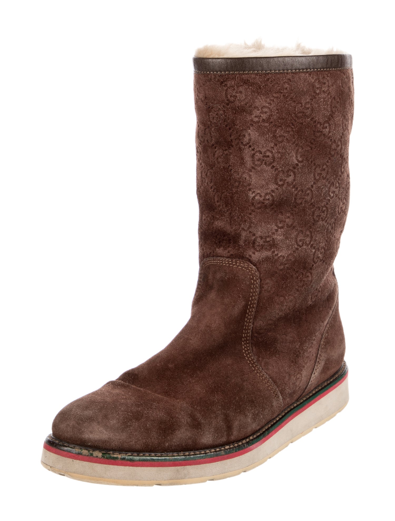Gucci Web Accent Suede Boots