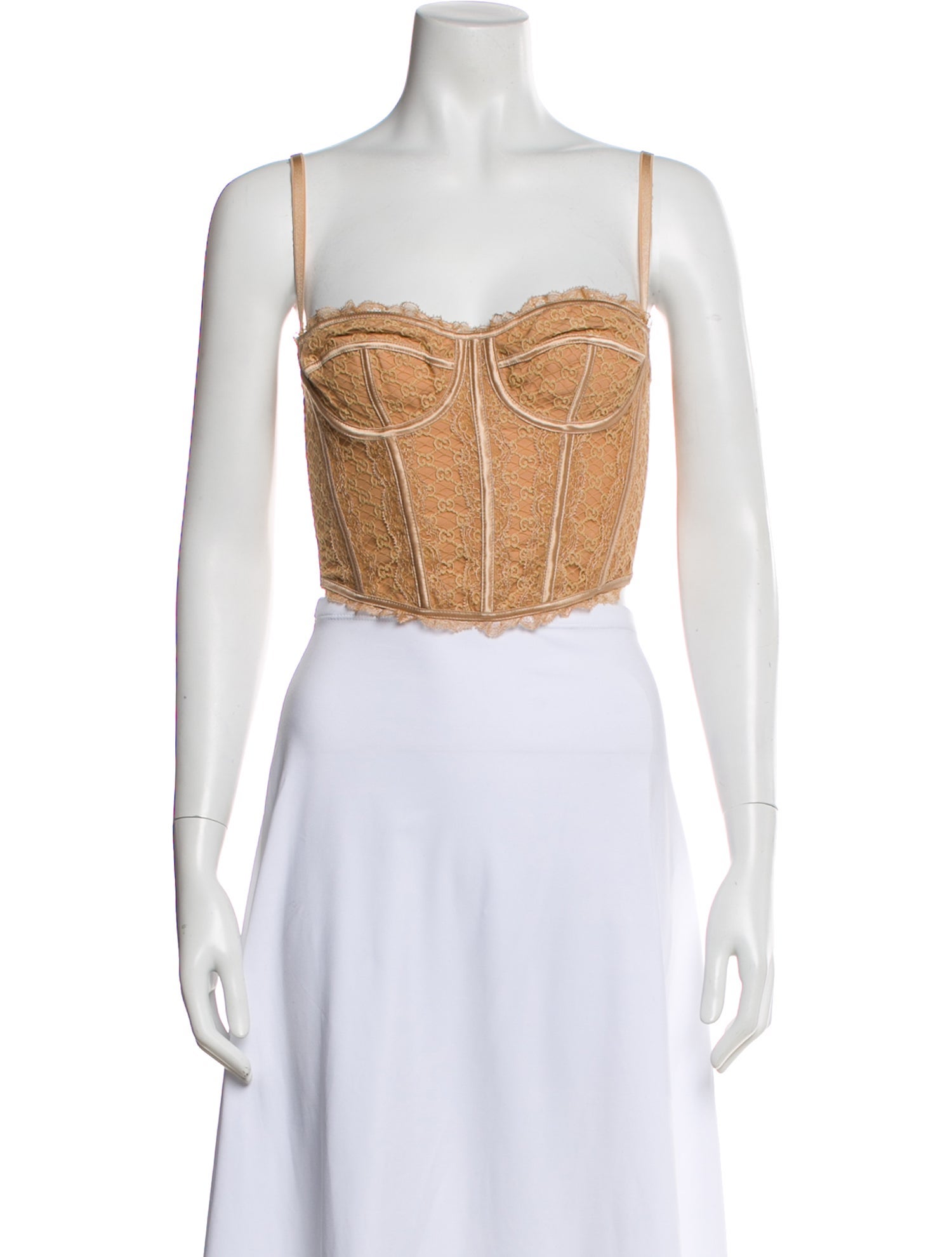 Gucci Lace Pattern Strapless Crop Top