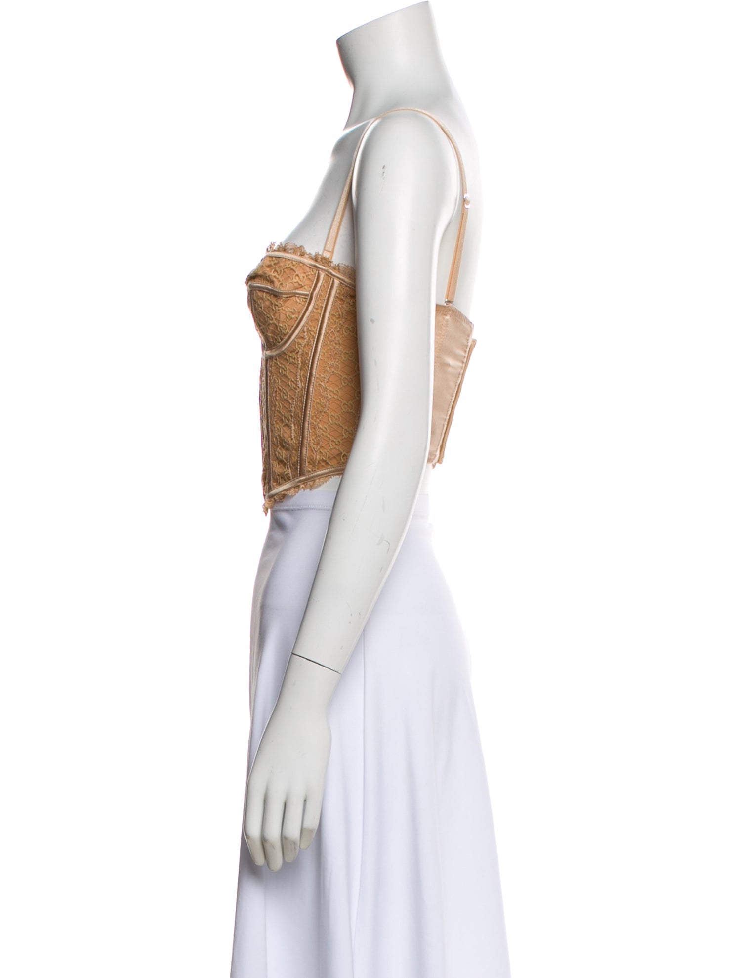 Gucci Lace Pattern Strapless Crop Top