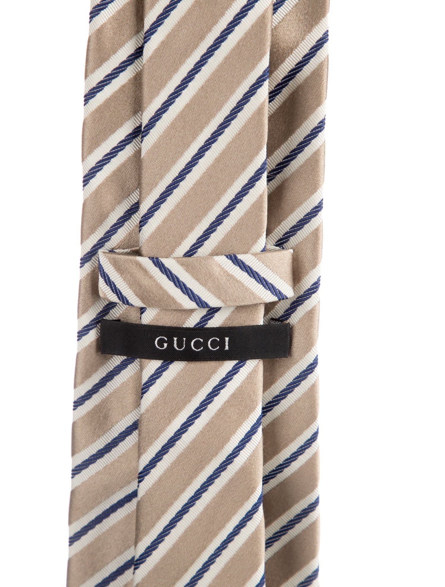 Gucci Silk neutral and blue and white patterned tie