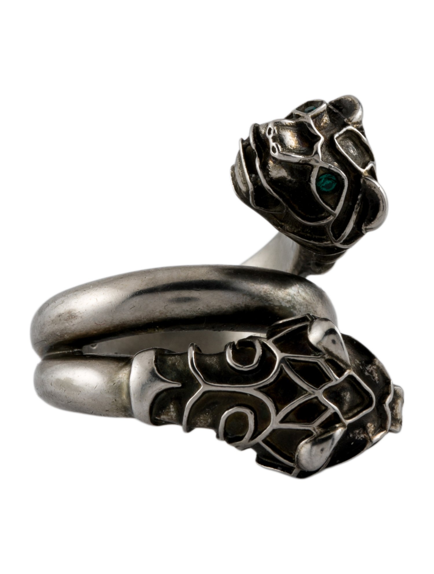 Gucci Crystal Double Feline Head Cocktail Ring