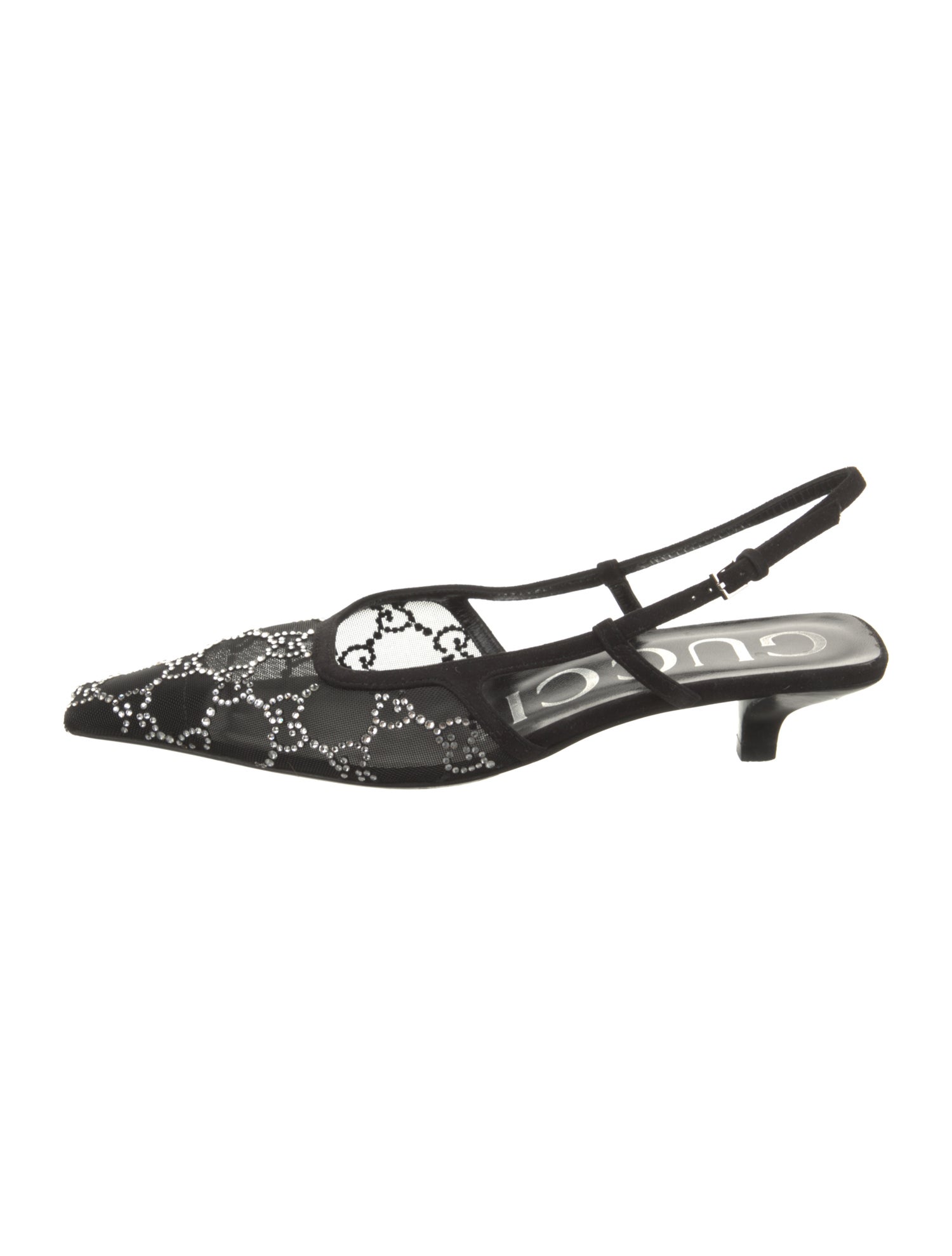 Gucci Mesh Lace Pattern Slingback Pumps