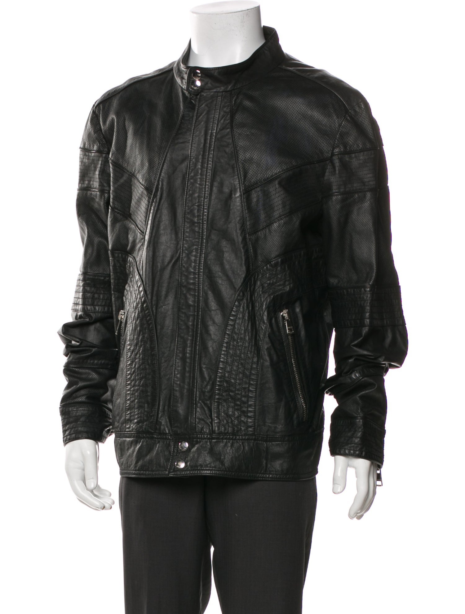 Gucci Web Accent Leather Moto Jacket