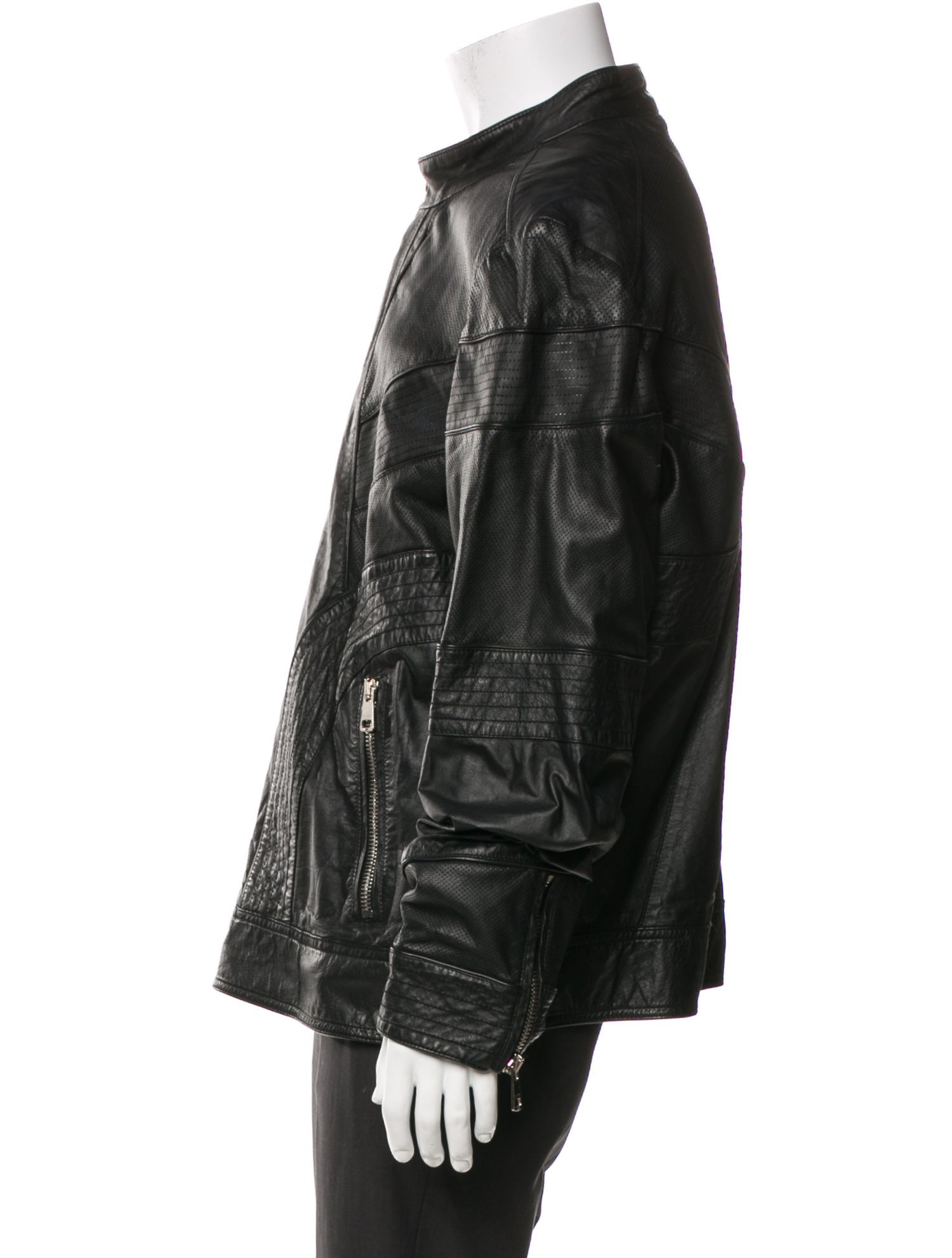 Gucci Web Accent Leather Moto Jacket