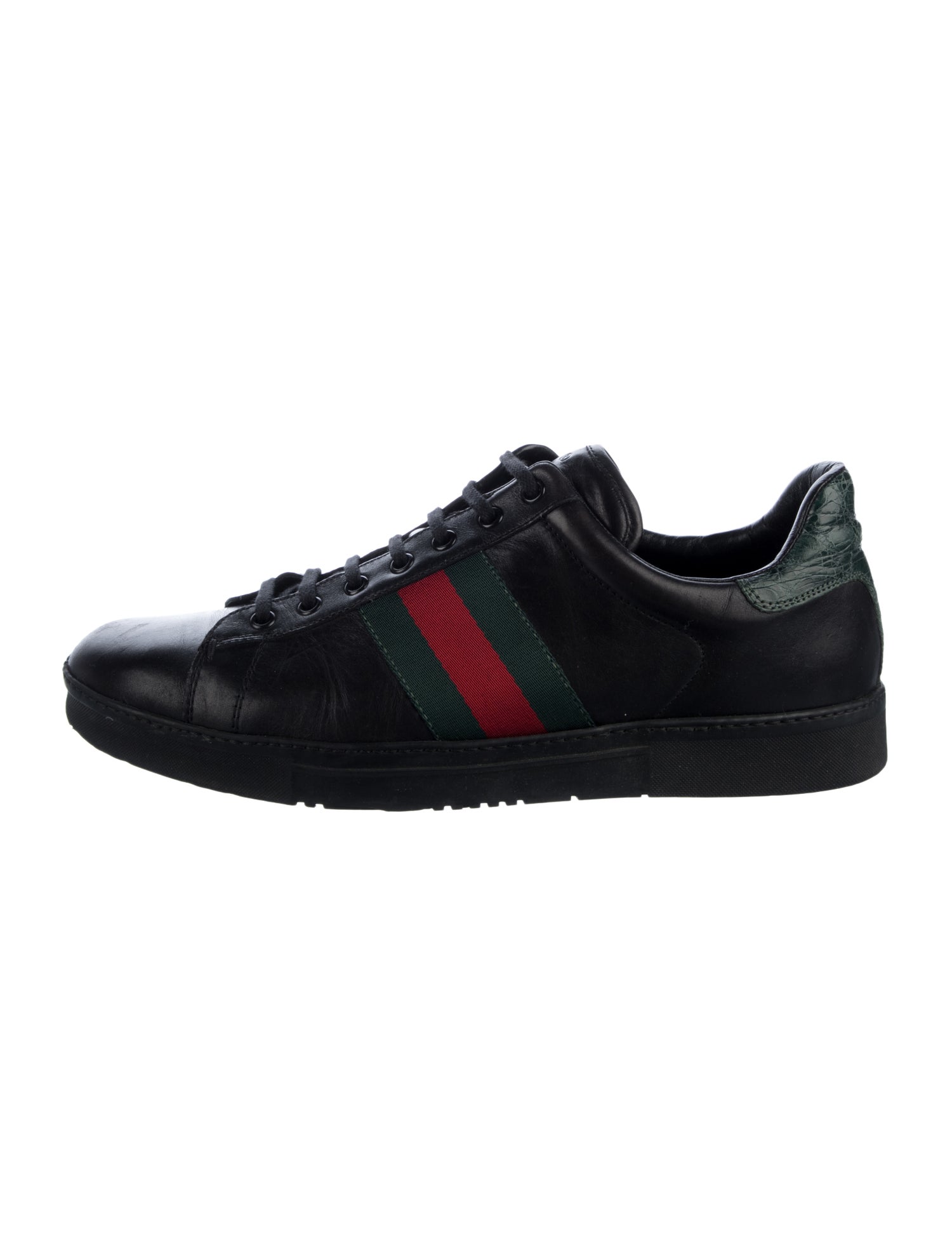 Gucci Web Accent Leather Sneakers