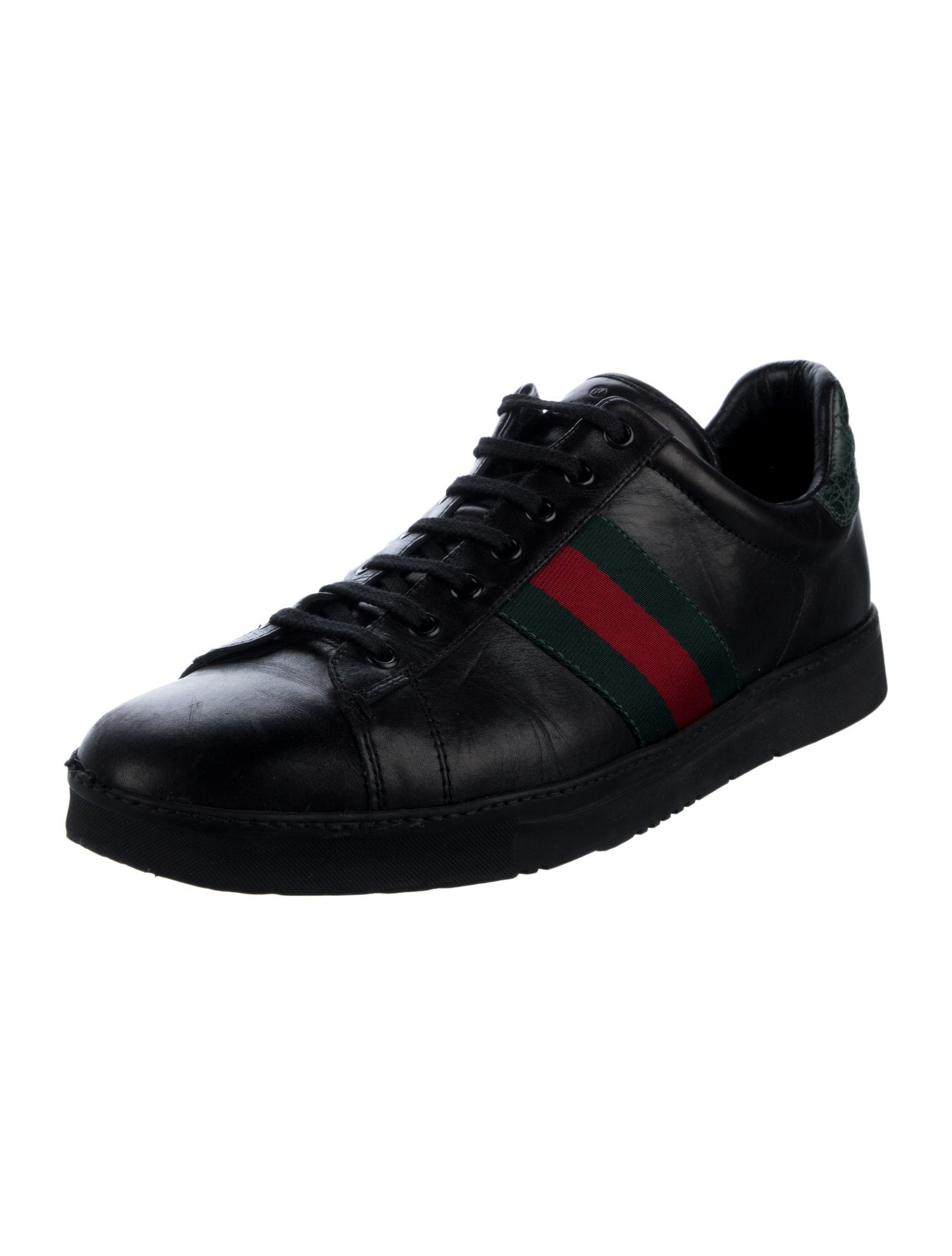 Gucci Web Accent Leather Sneakers