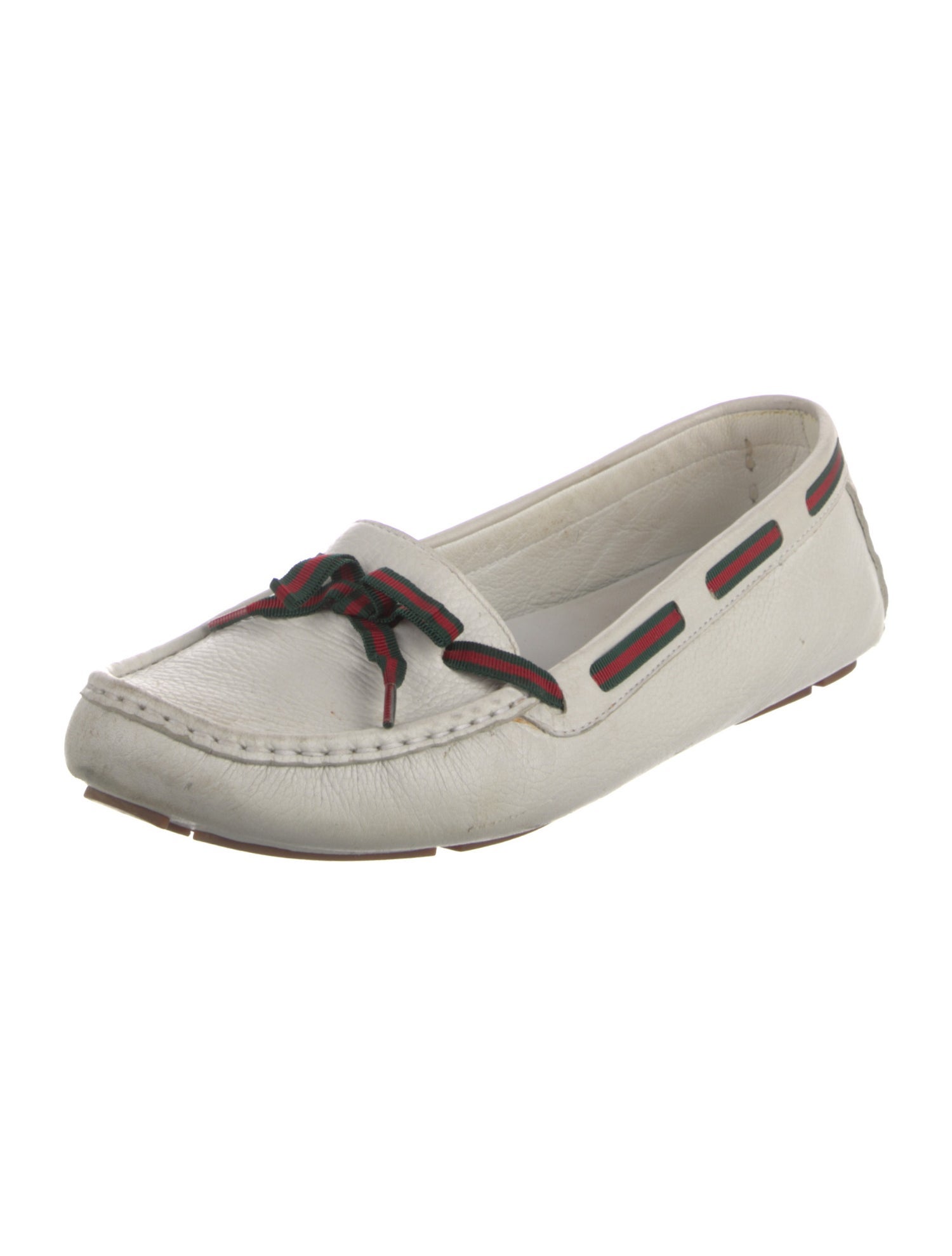 Gucci Web Accent Leather Moccasins
