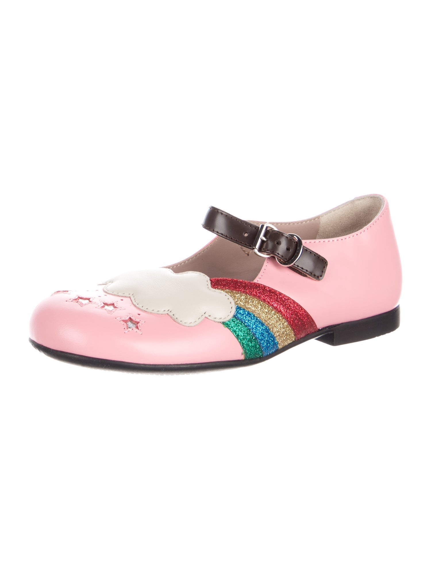 Gucci Kids Girls' Embellished Leather Mary Jane Shoes w/Tags