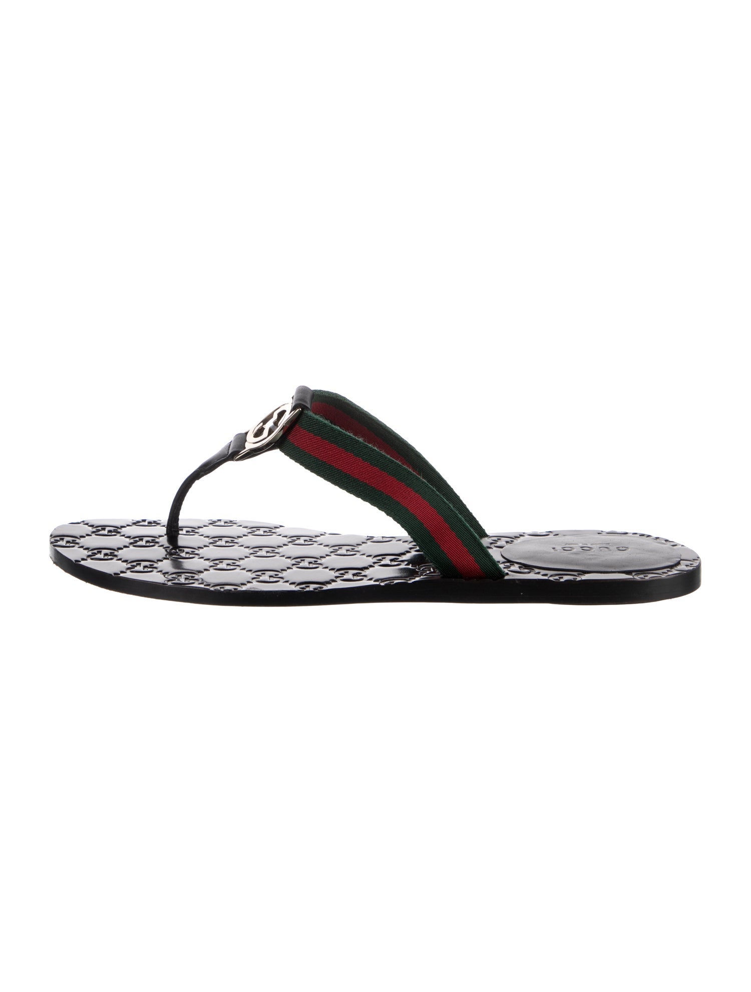 Gucci Double G Logo Leather Flip Flops