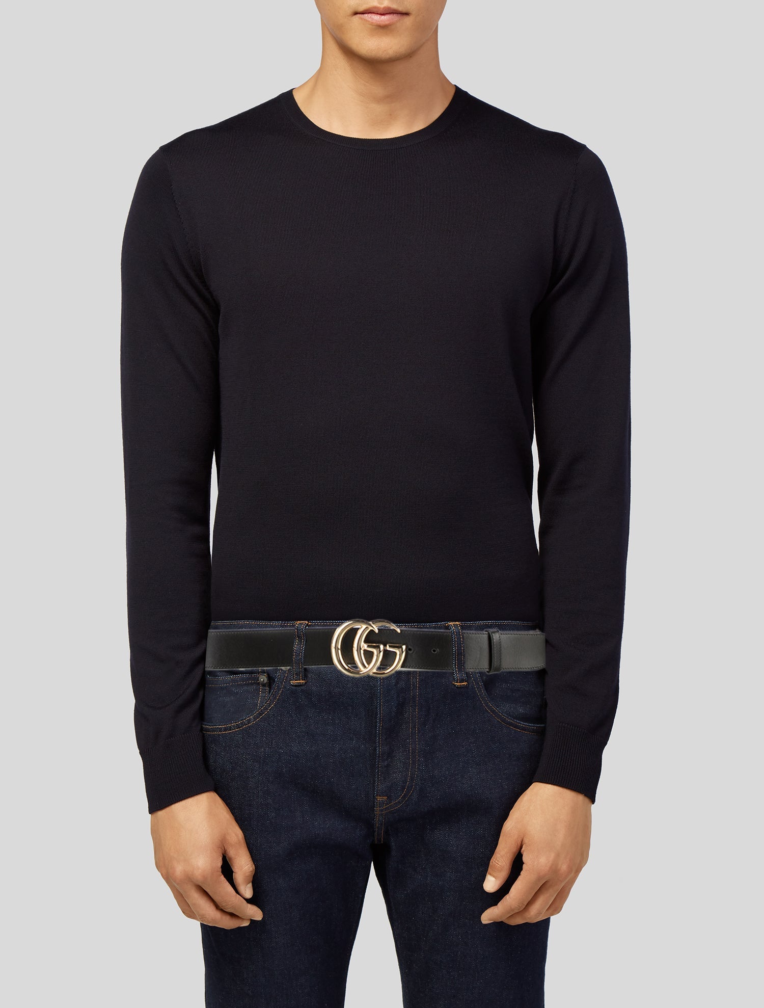 Gucci Double G Logo Leather Belt