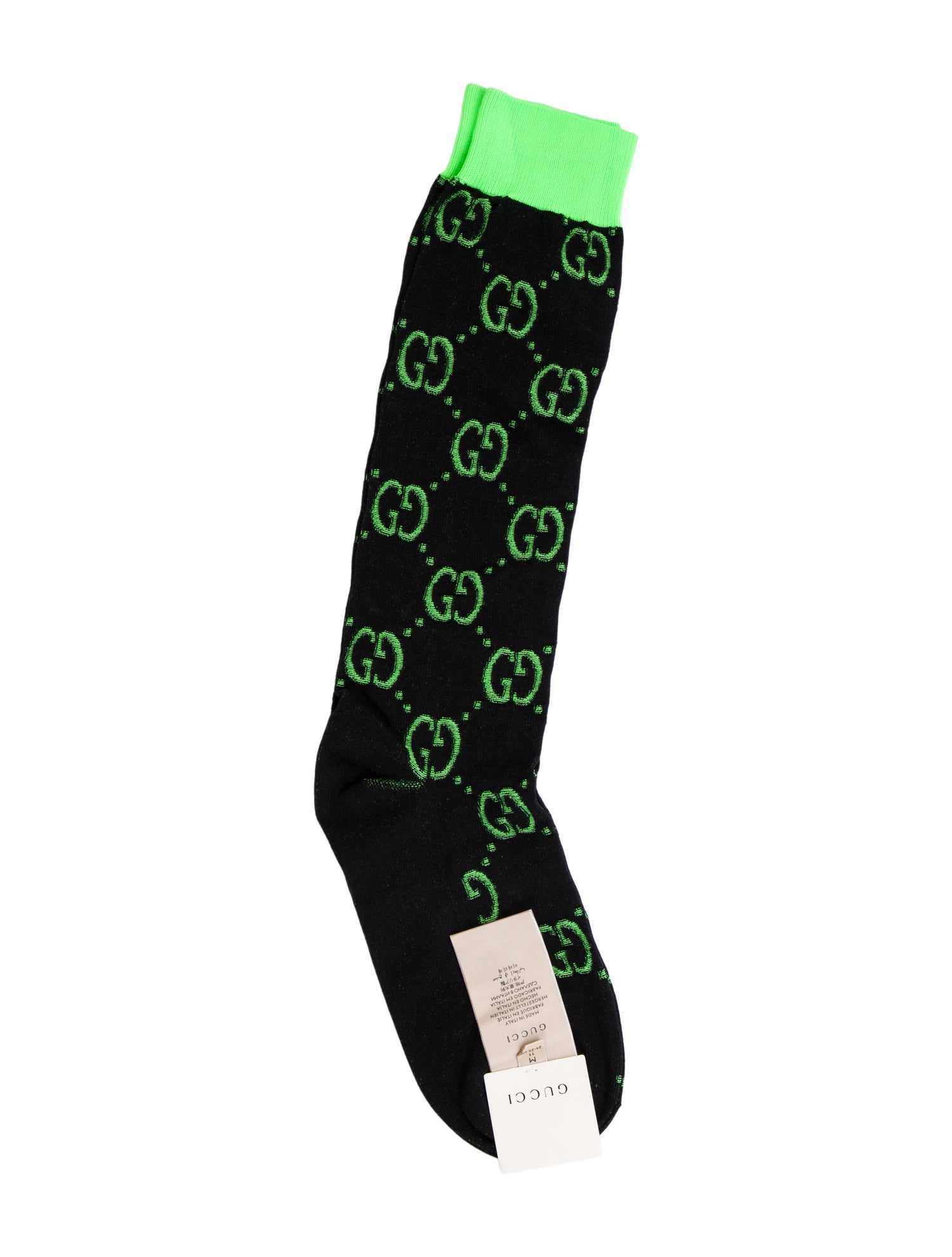 Gucci Men's green pattern print socks