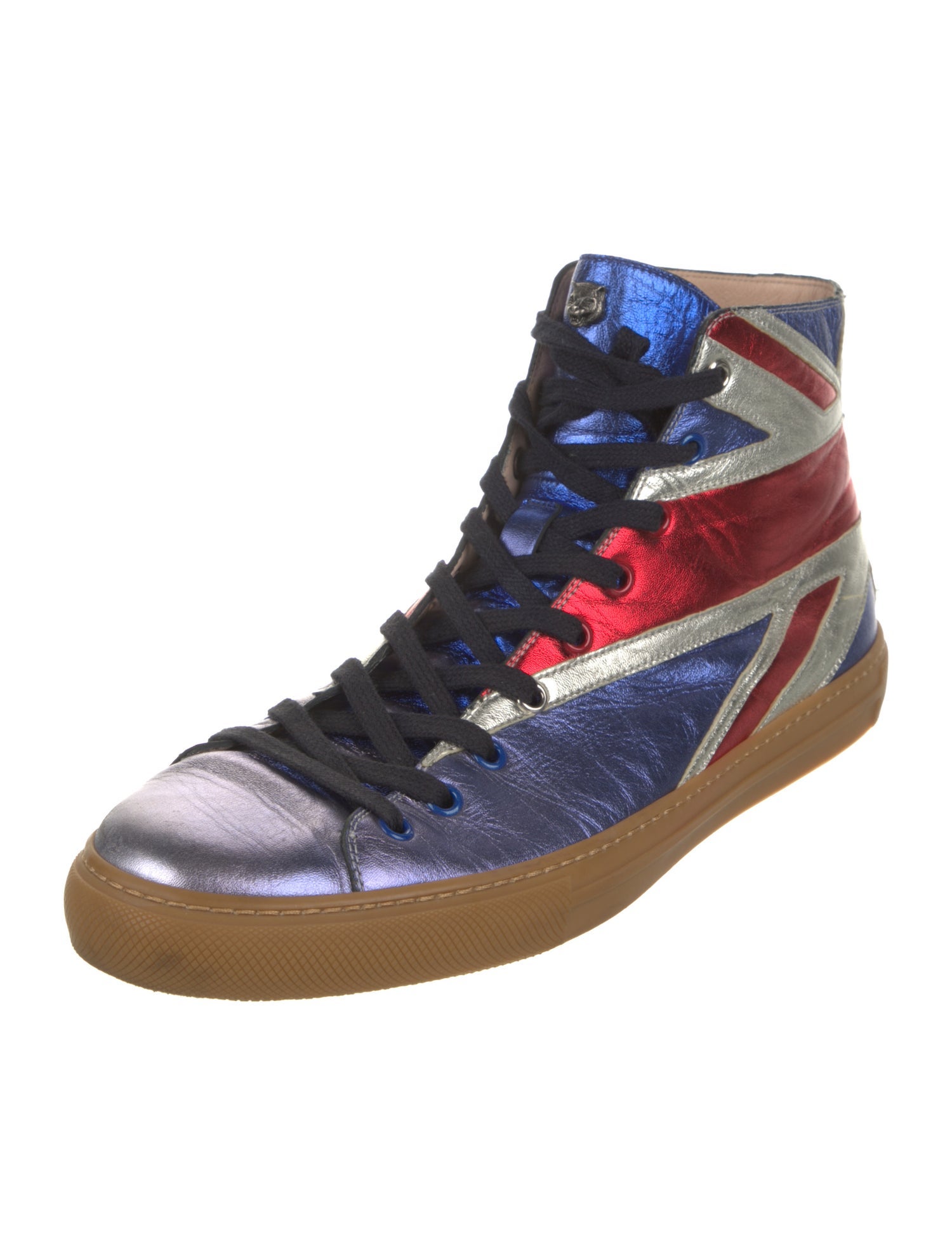 Gucci Feline Head Accent Leather Sneakers