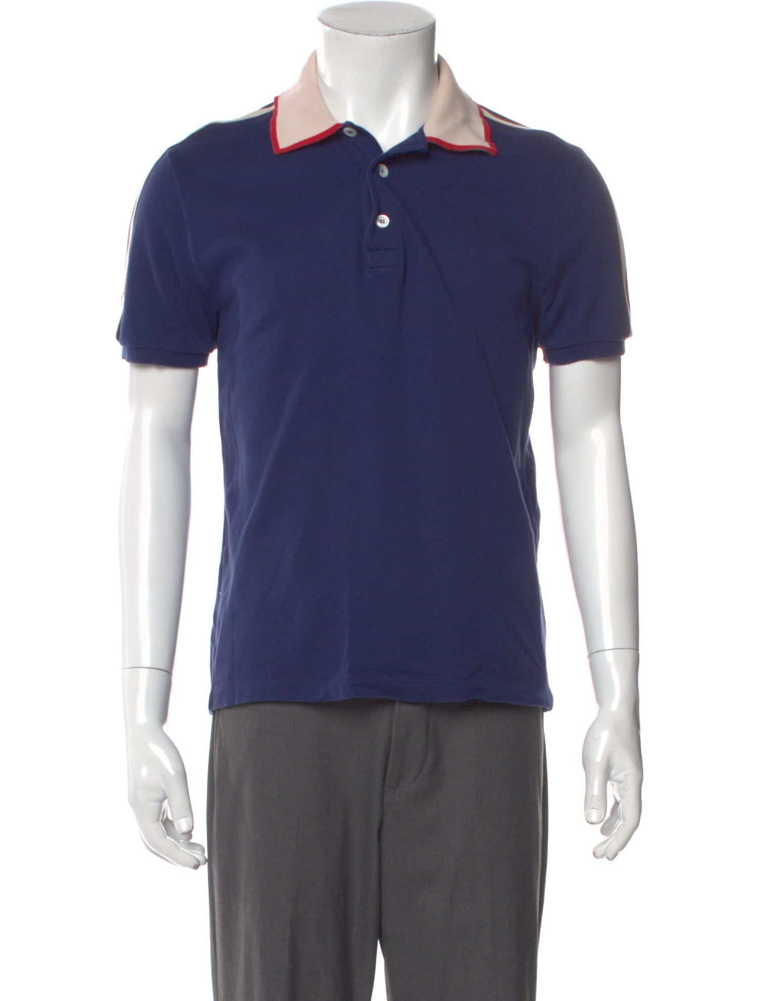 Gucci Web Accent V-Neck Polo Shirt