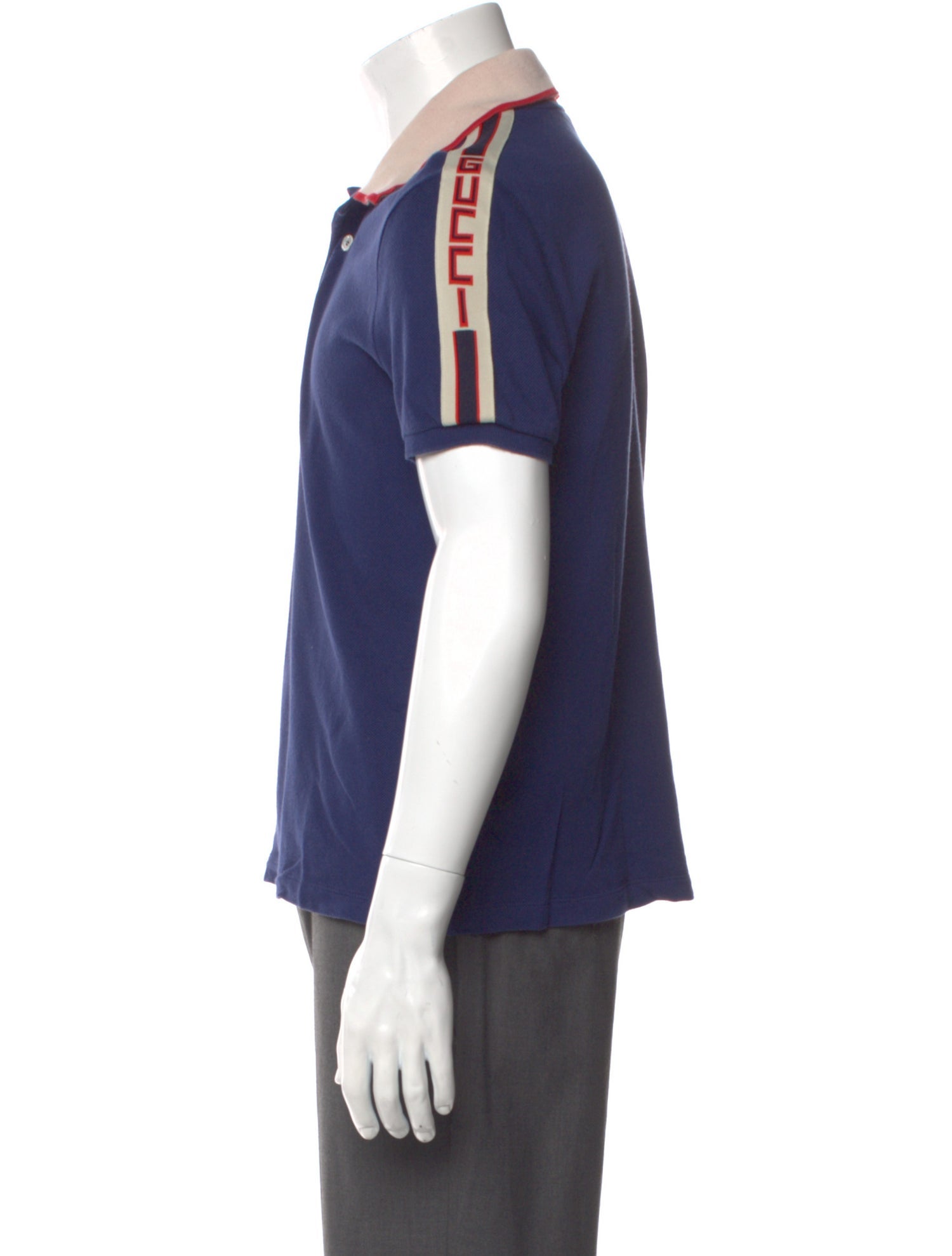 Gucci Web Accent V-Neck Polo Shirt