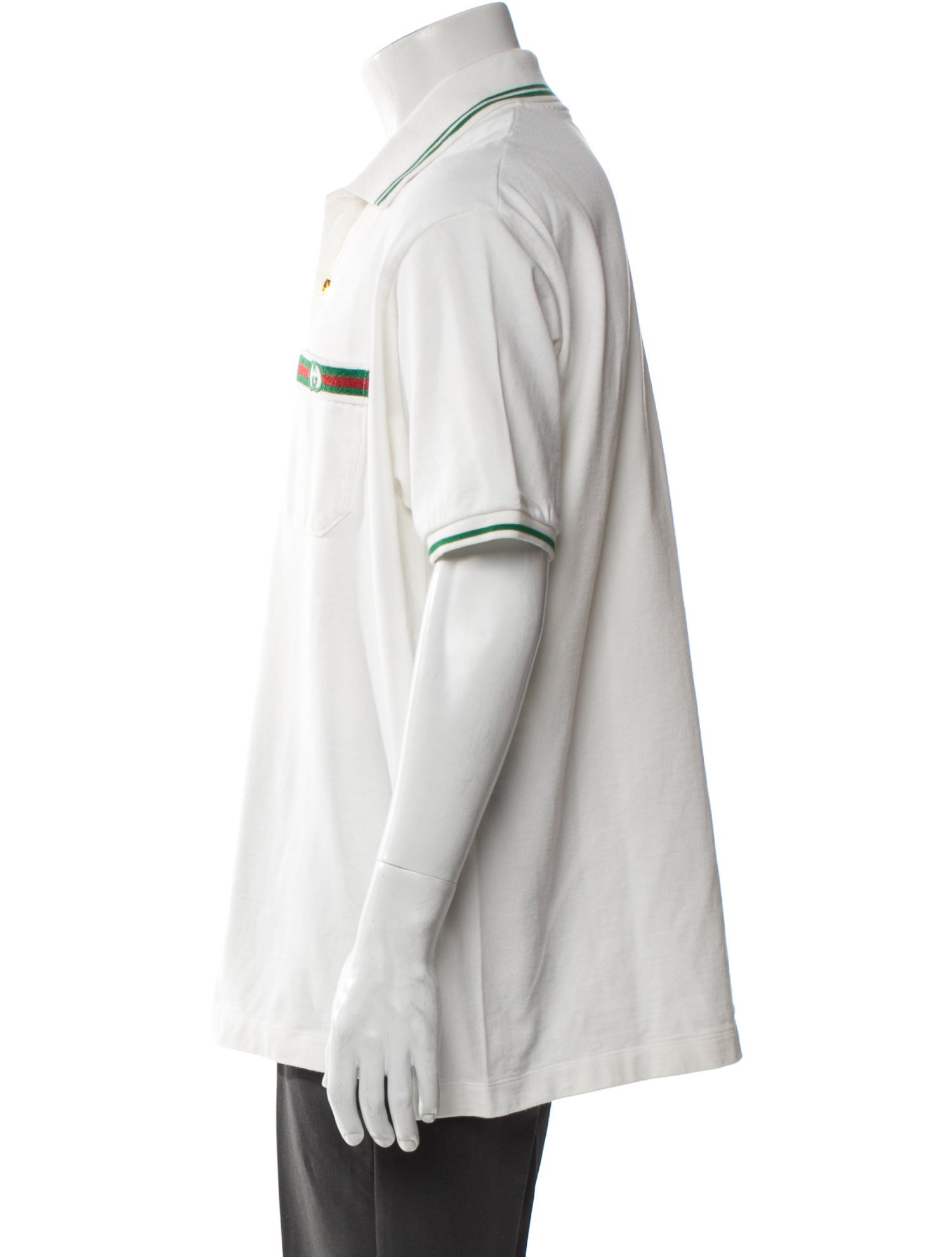 Gucci Web Accent V-Neck Polo Shirt