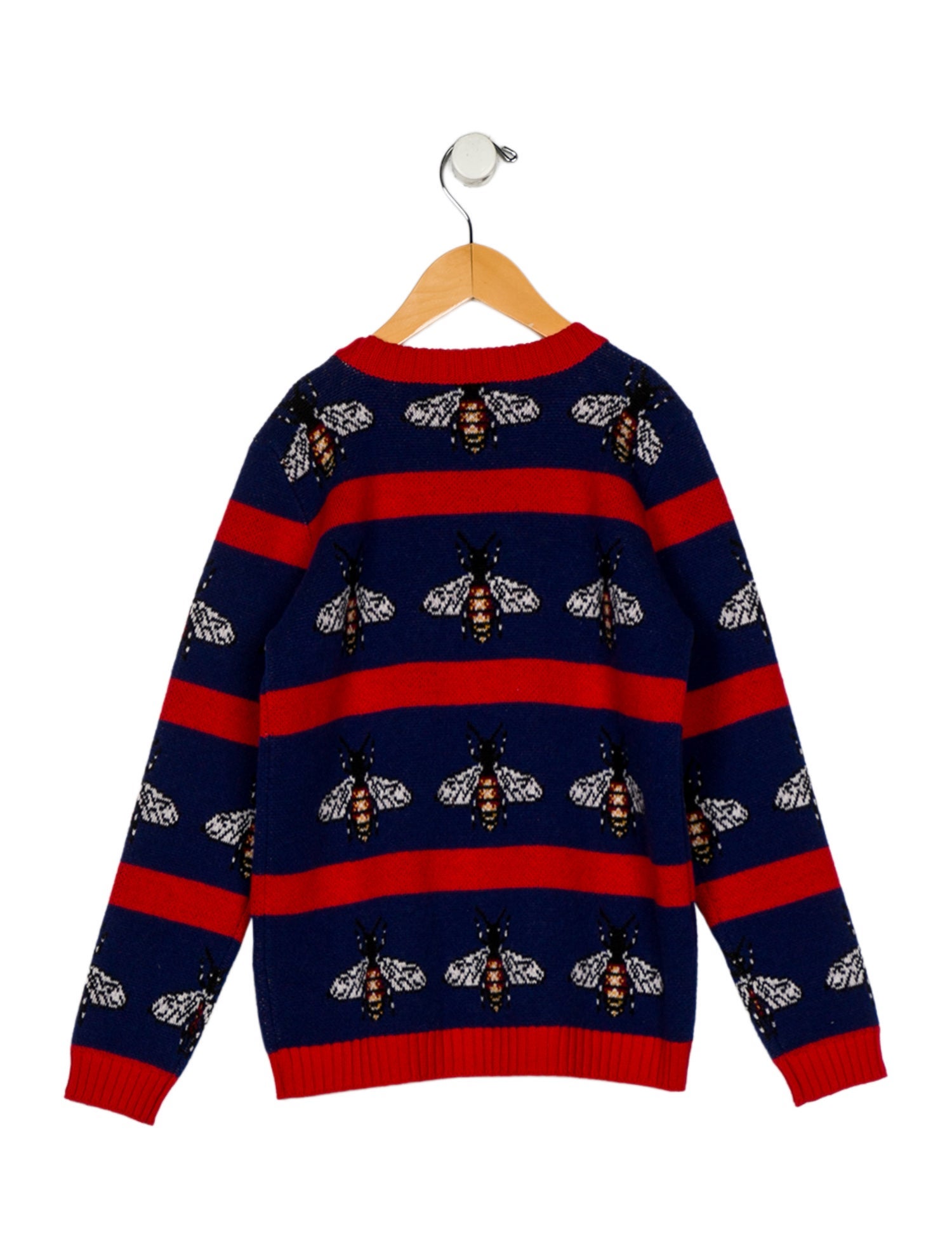 Gucci Boys Blue and red pattern print wool sweater