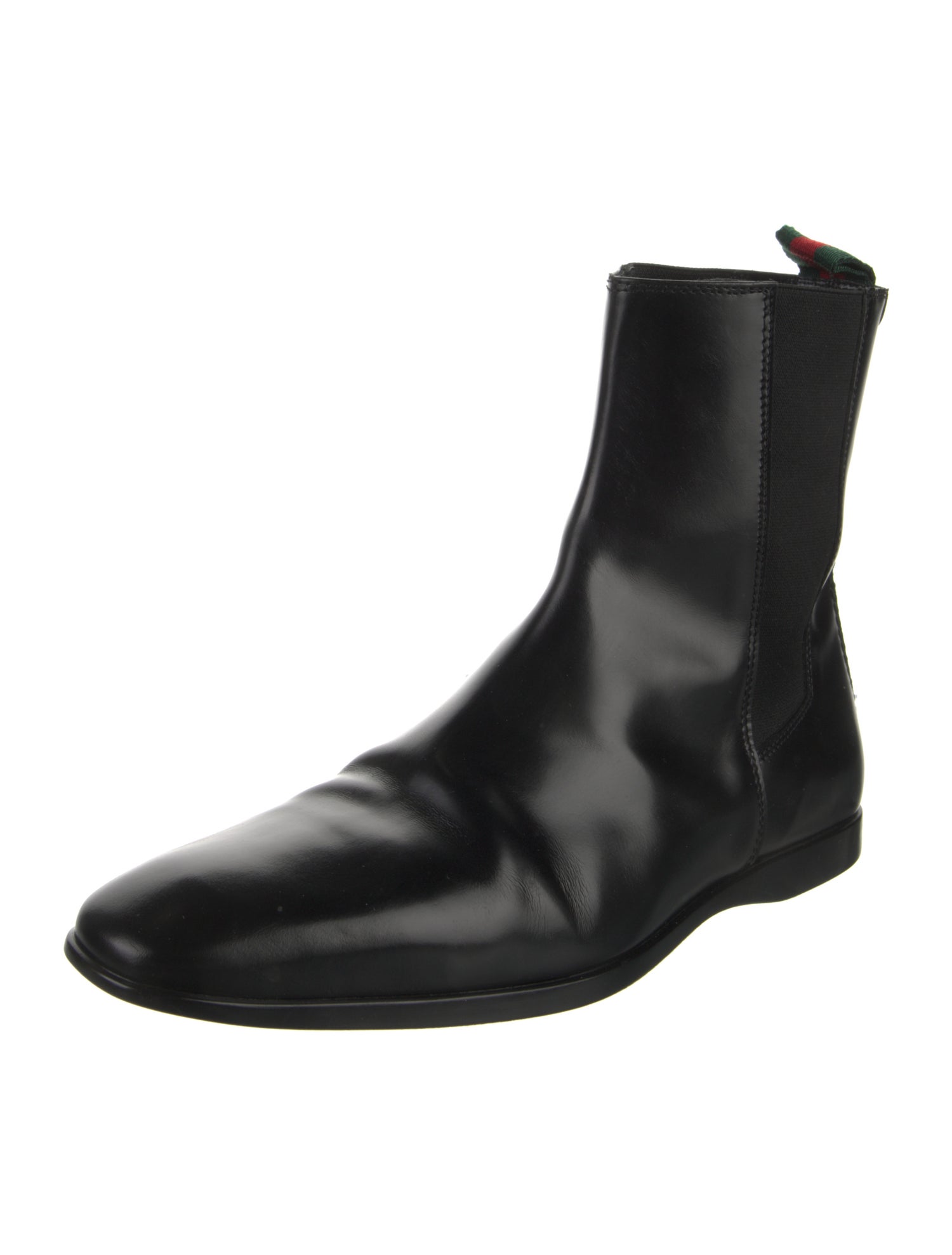 Gucci Web Accent Patent Leather Chelsea Boots