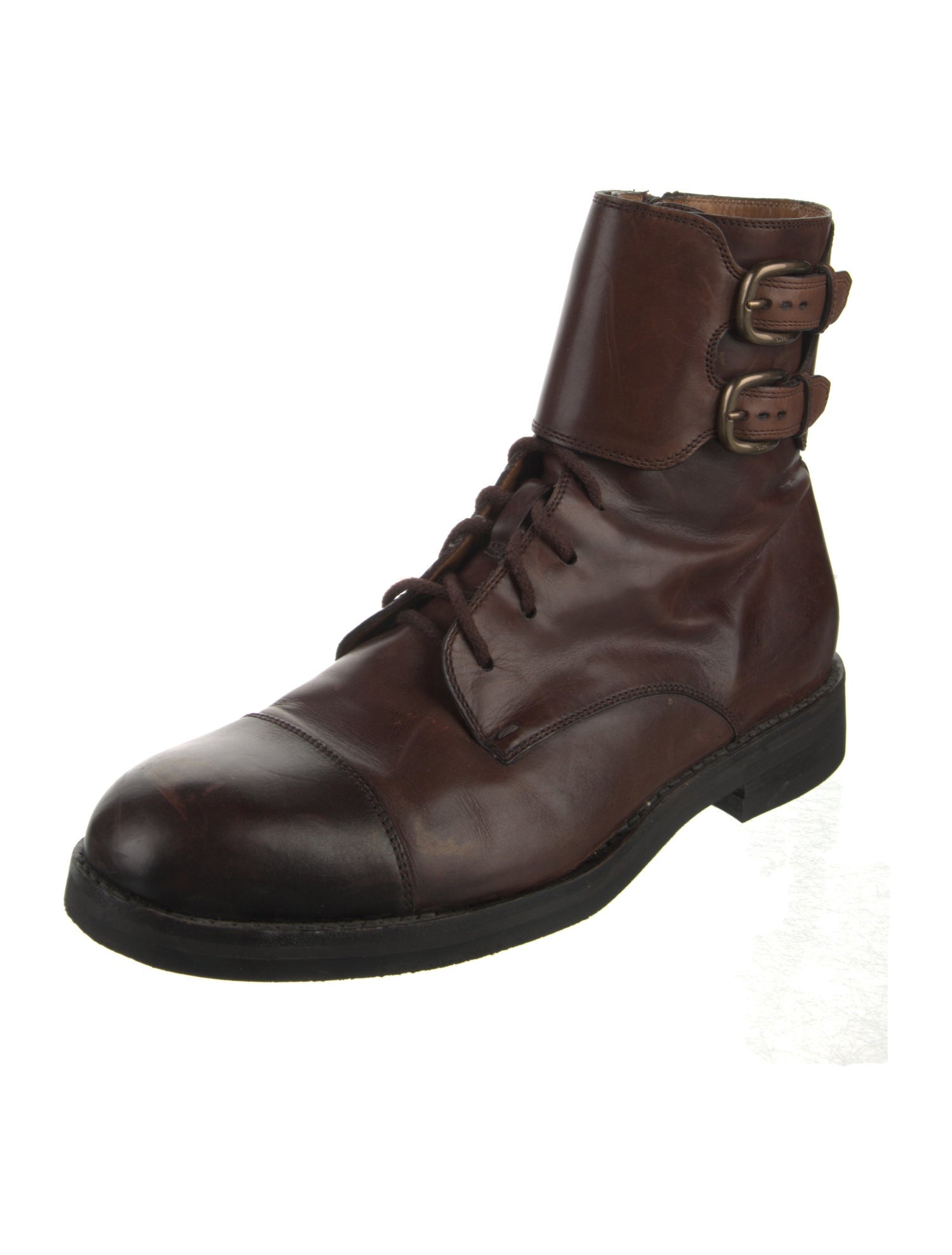Gucci Vintage Double Buckle Military Boots Boots