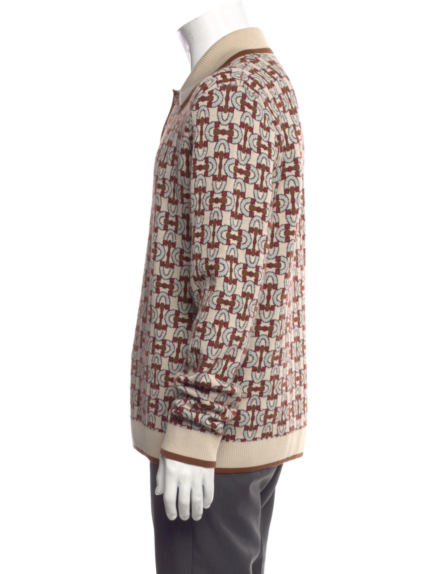 Gucci Horsebit Accent Printed Polo Sweater