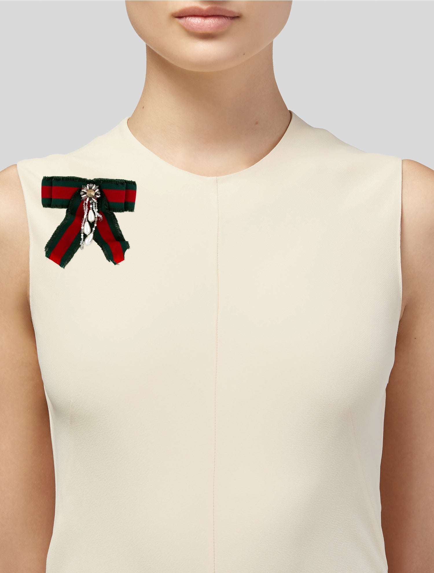 Gucci Faux Pearl & Crystal Web Bow Brooch