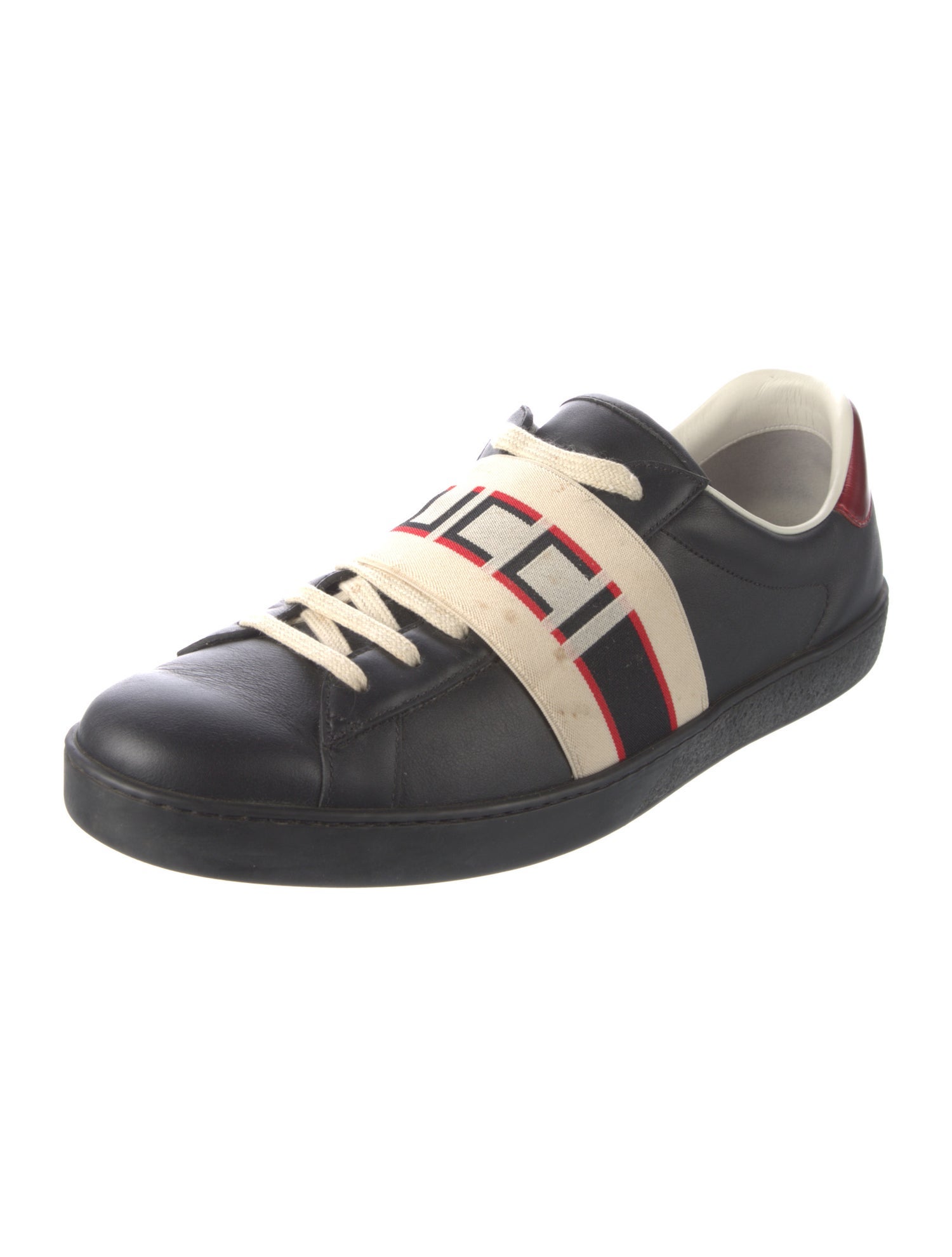 Gucci Web Accent Leather Sneakers