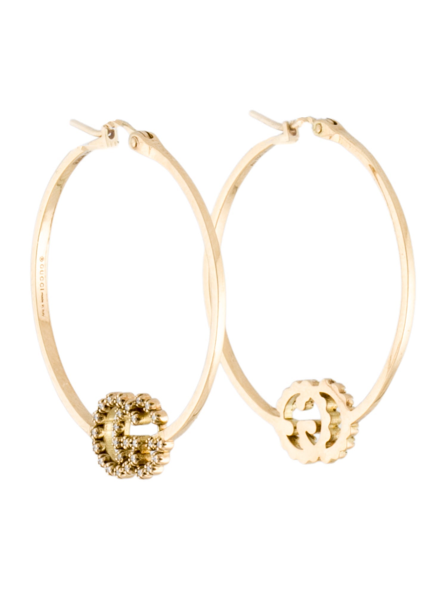 Gucci 18K Diamond GG Running Hoop Earrings