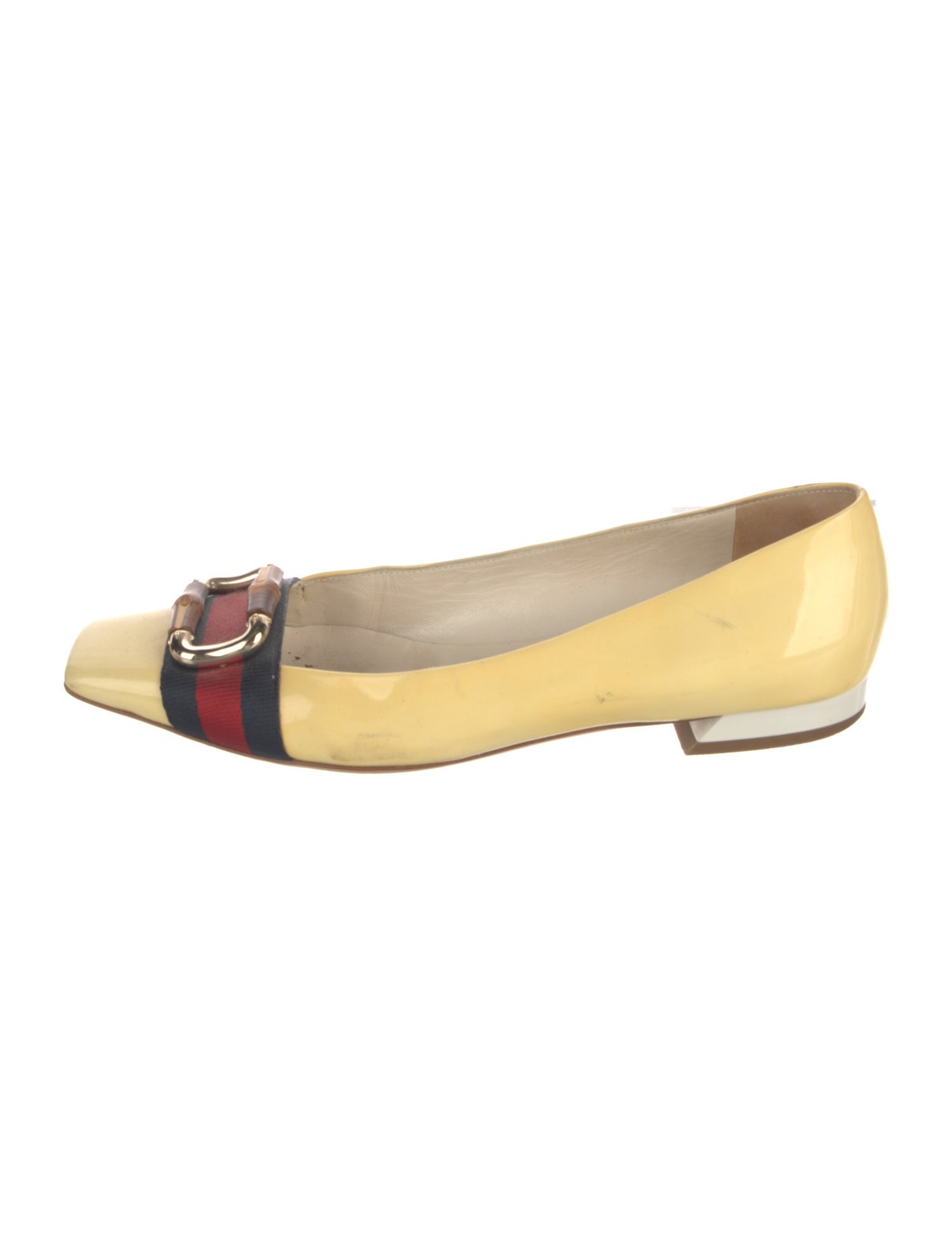 Gucci Sylvie Web Accent Patent Leather Ballet Flats