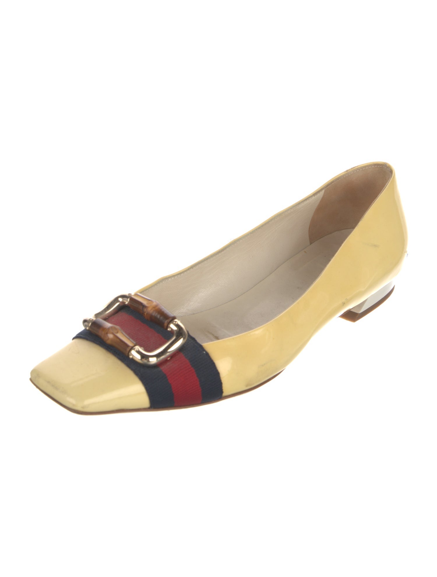 Gucci Sylvie Web Accent Patent Leather Ballet Flats
