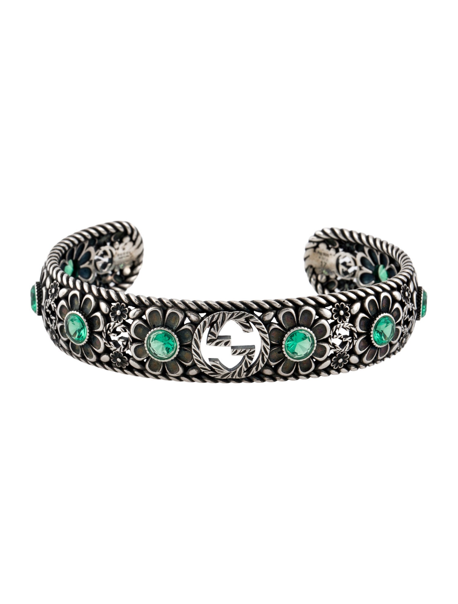 Gucci Crystal Interlocking G Flower Cuff